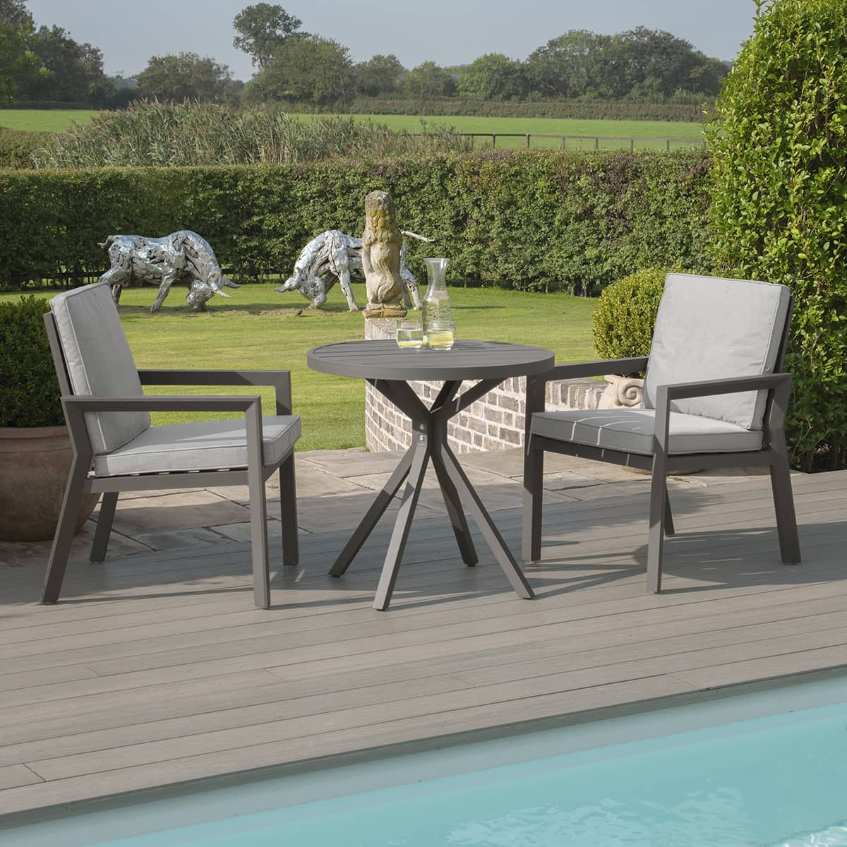 Aluminium 3 Piece Bistro Set #colour_dove grey