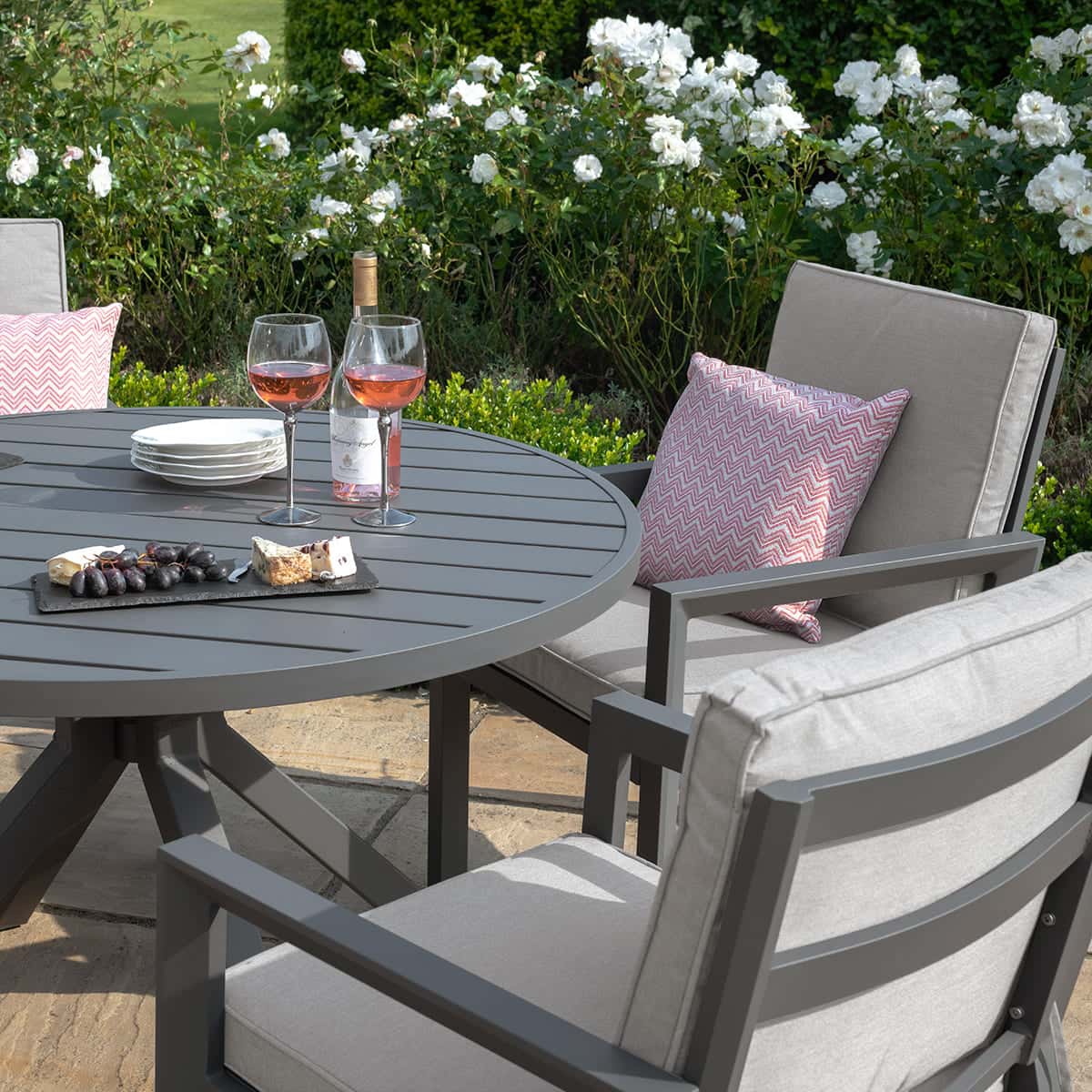 Aluminium 4 Seat Round Dining Set #colour_dove grey