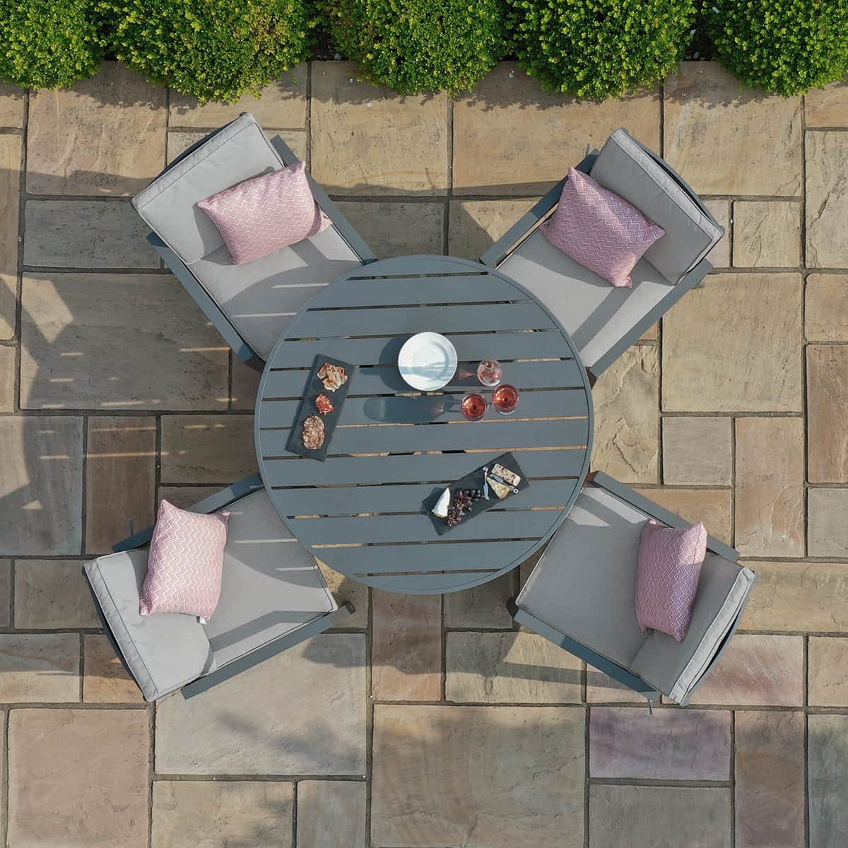Aluminium 4 Seat Round Dining Set #colour_dove grey