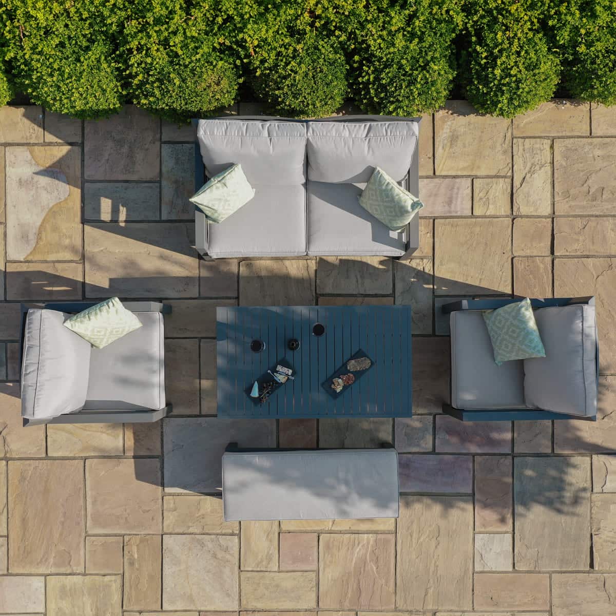 2 Seat Aluminium Sofa Set with Rising Table (includes 1 x bench) #colour_dove grey