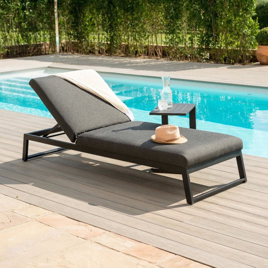 Charcoal Outdoor Fabric and Black Aluminium Sunlounger #colour_charcoal
