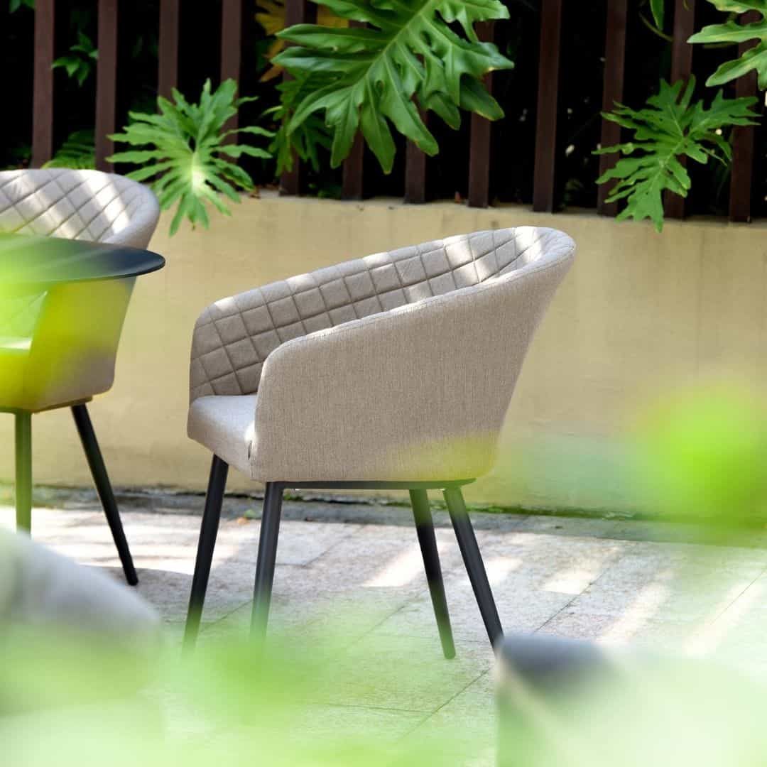 Aluminium and Taupe Fabric 6 Seat Oval Dining Set #colour_taupe