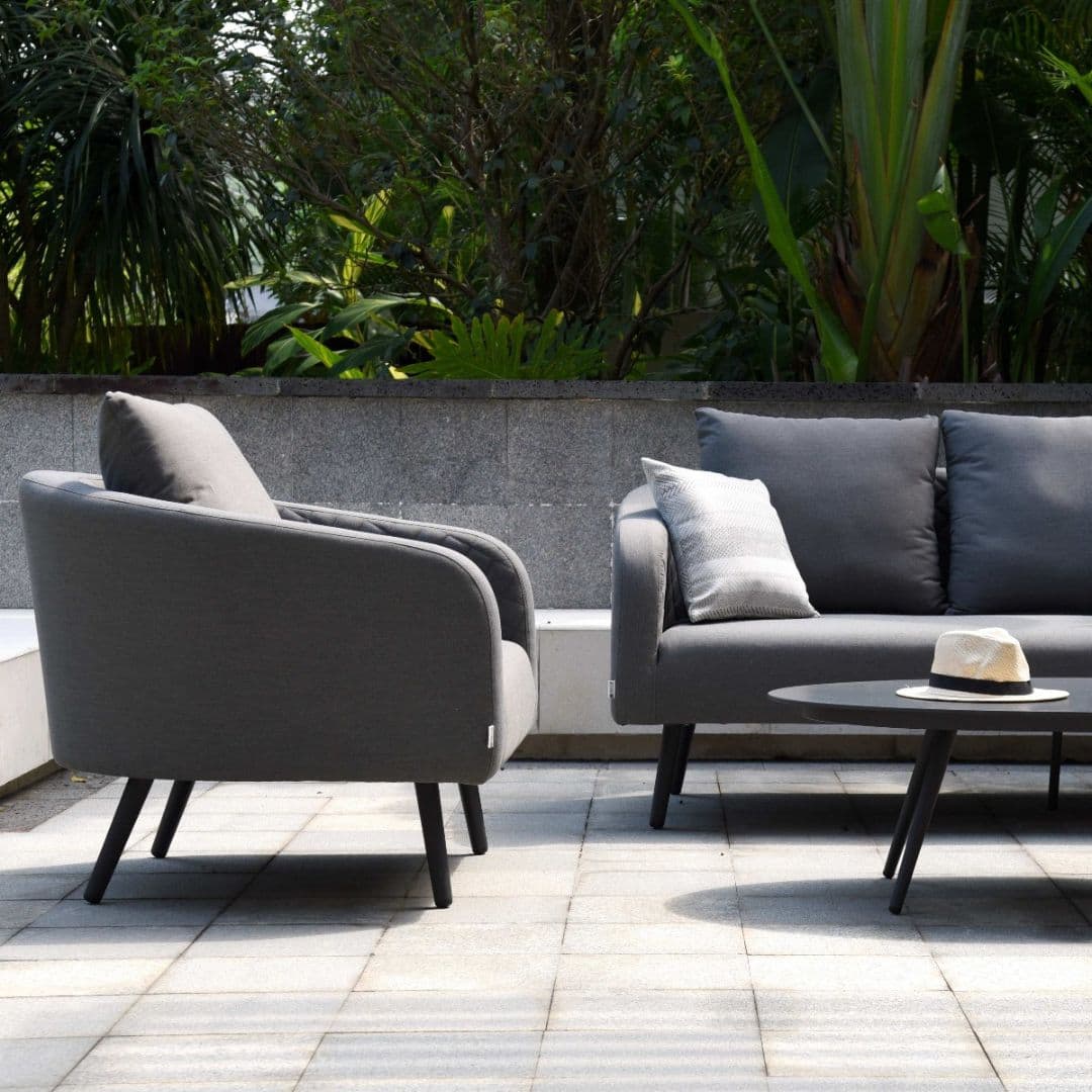 Grey Fabric 3 Seat Sofa Set with Oval Coffee Table #colour_flanelle