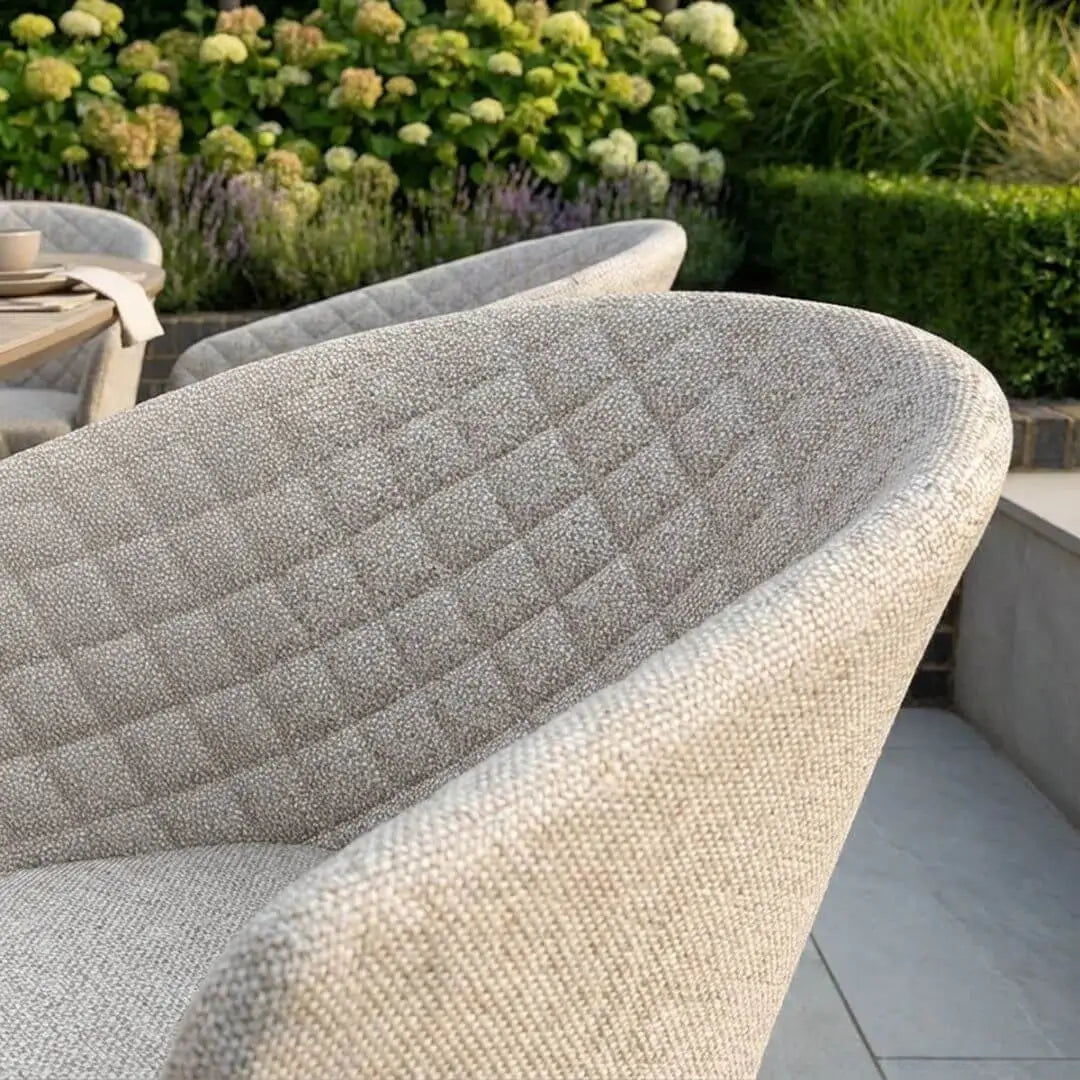 Aluminium and Latte Fabric 6 Seat Oval Dining Set #colour_latte
