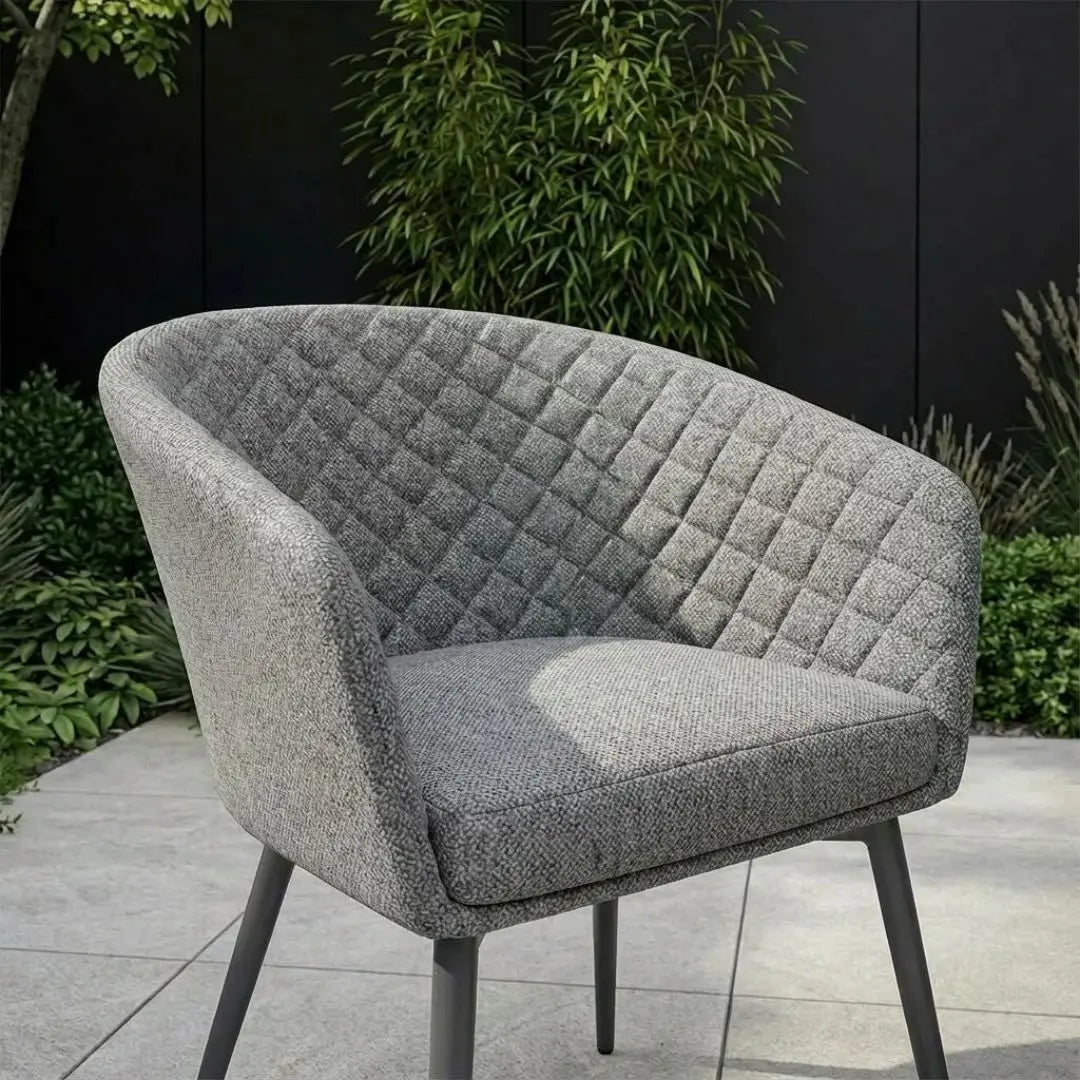 Aluminium and Zinc Grey Fabric 6 Seat Oval Dining Set #colour_zinc grey