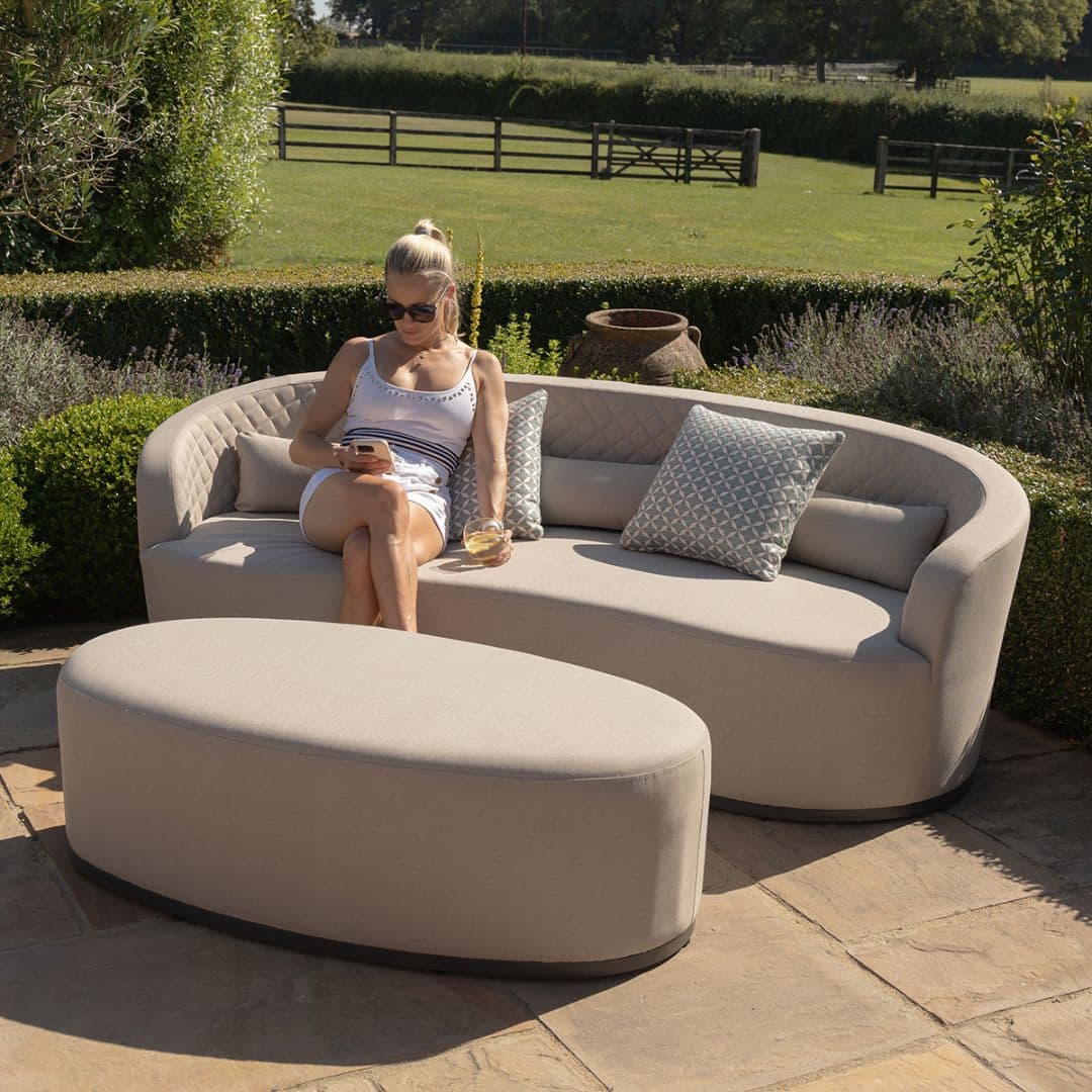 Beige Oatmeal Fabric 3 Seat Daybed