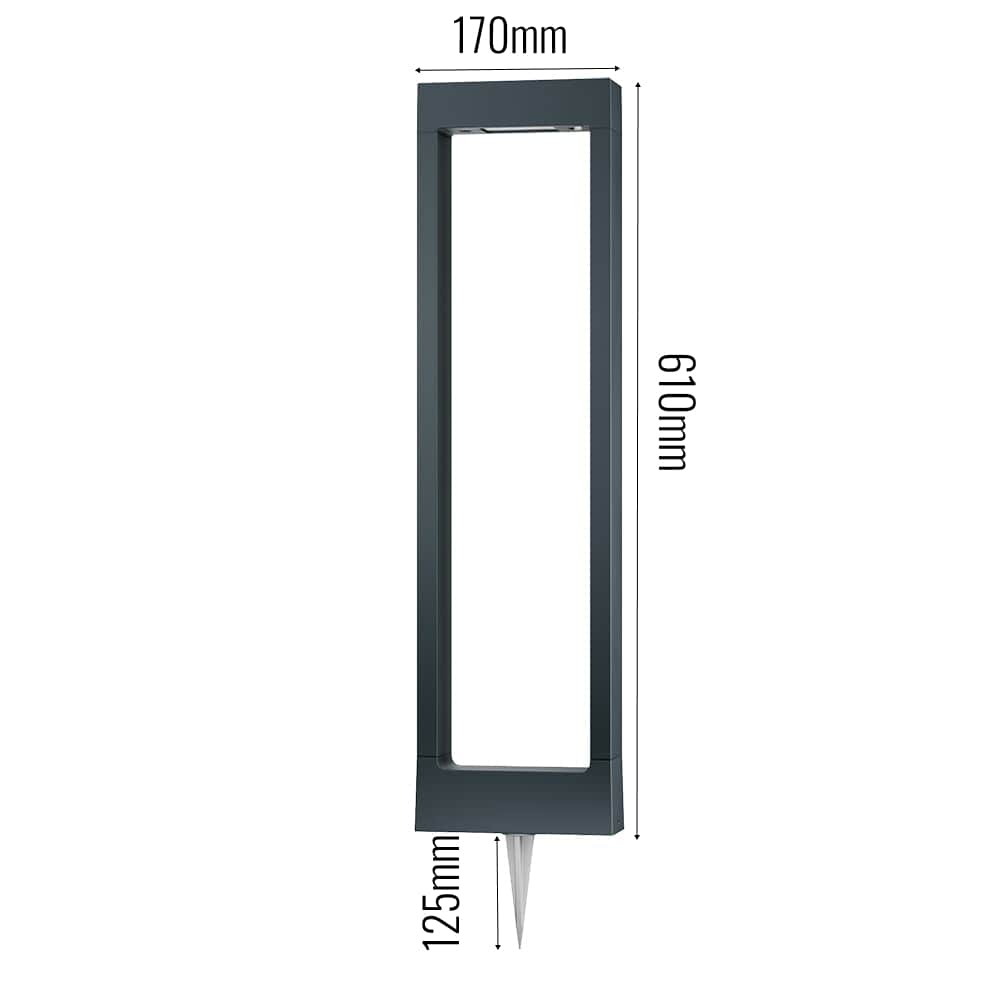Anthracite Bollard Solar Light Dimensions