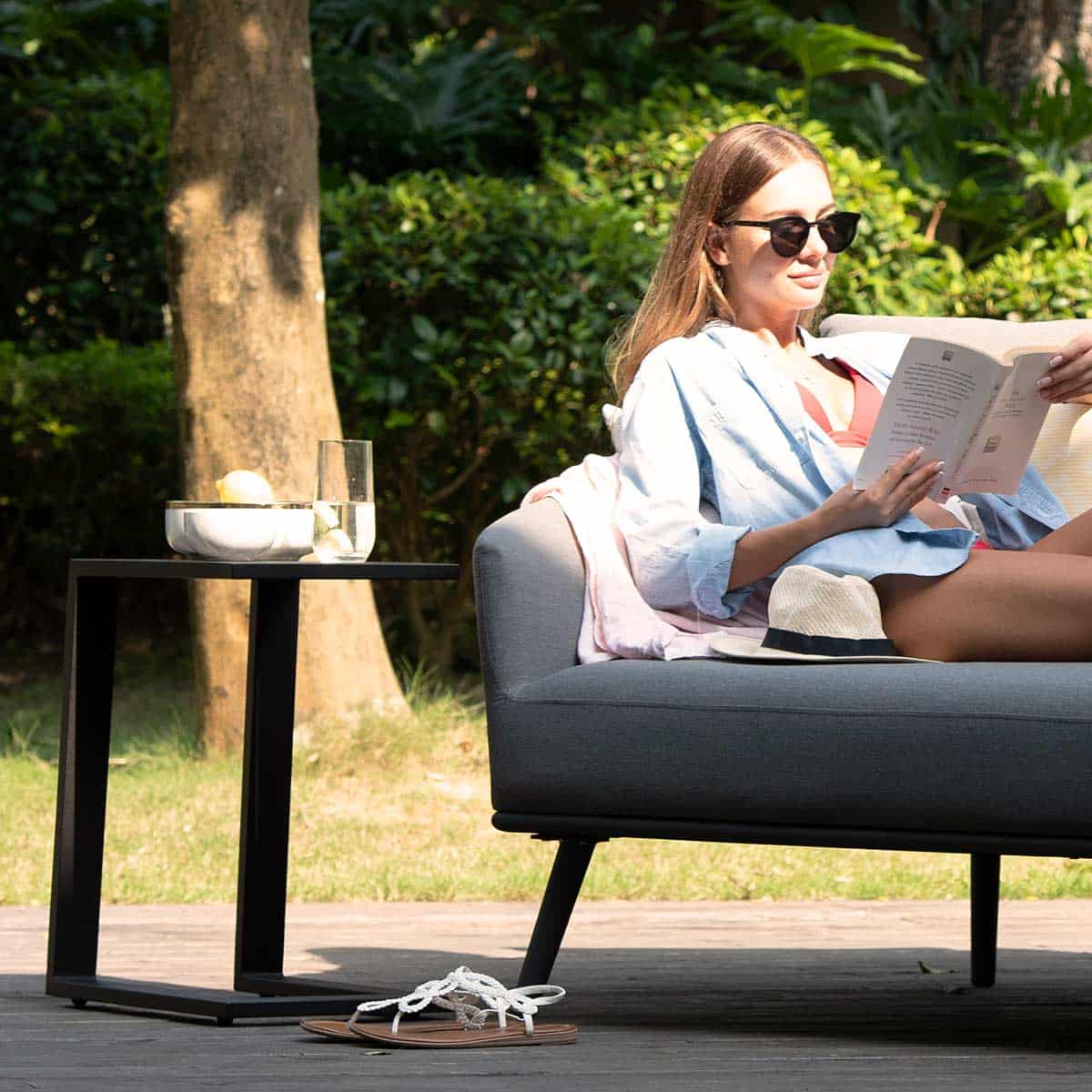 Aluminium Side Table with #colour_charcoal