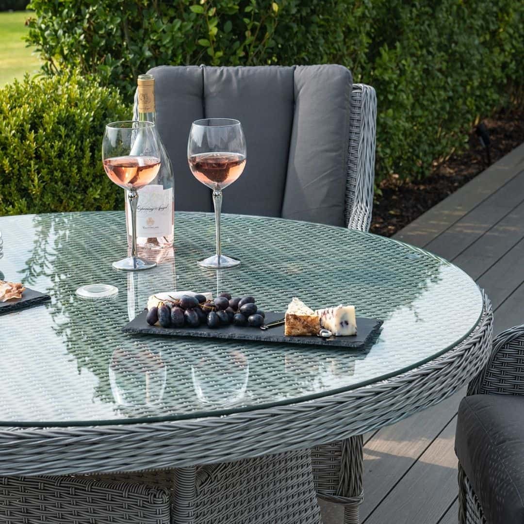 Grey Rattan 4 Seat Round Dining Set