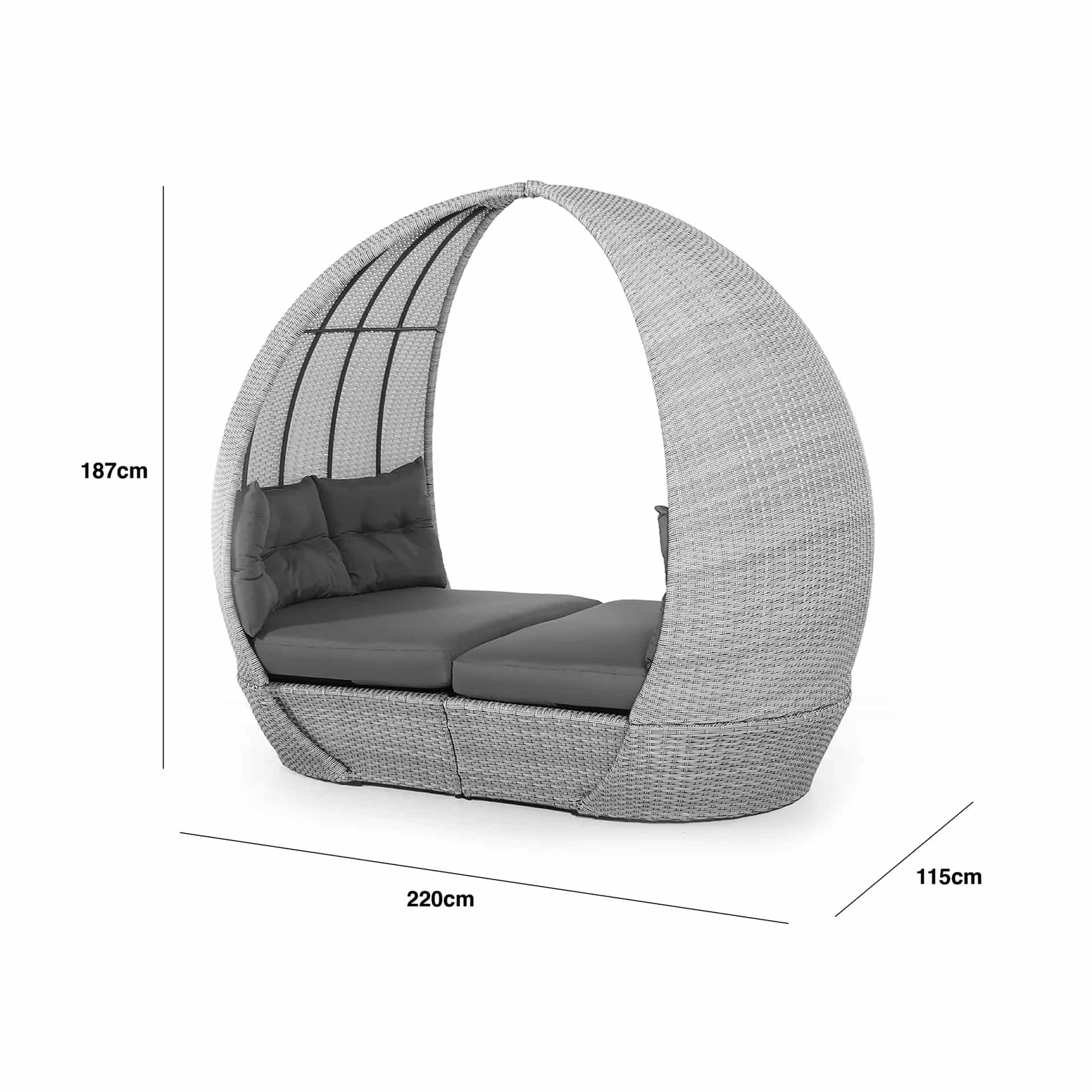 Grey Rattan Daybed Measurements/Footprint