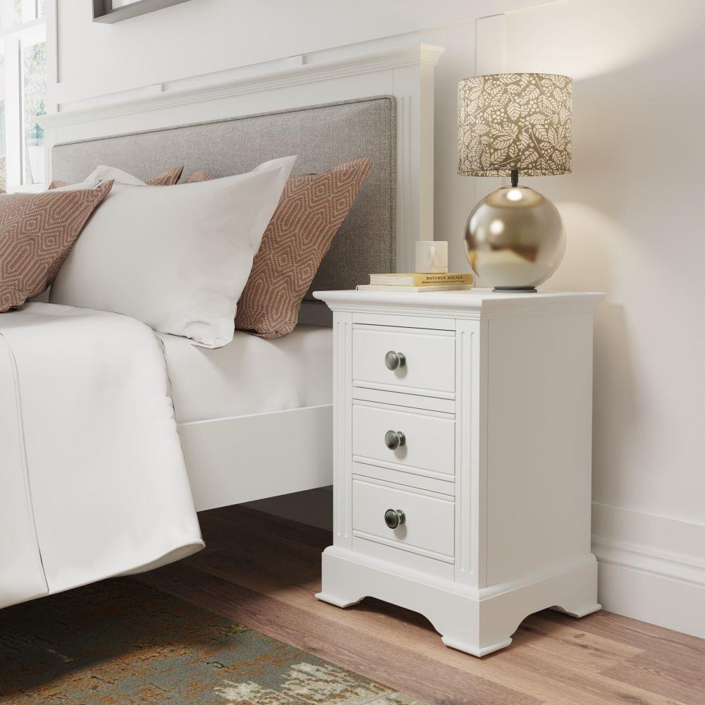 White 3 Drawer Bedside