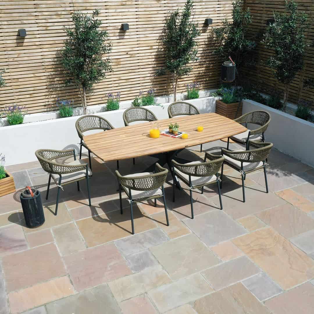 Olive Rope Weave 8 Seat Oval Dining Set