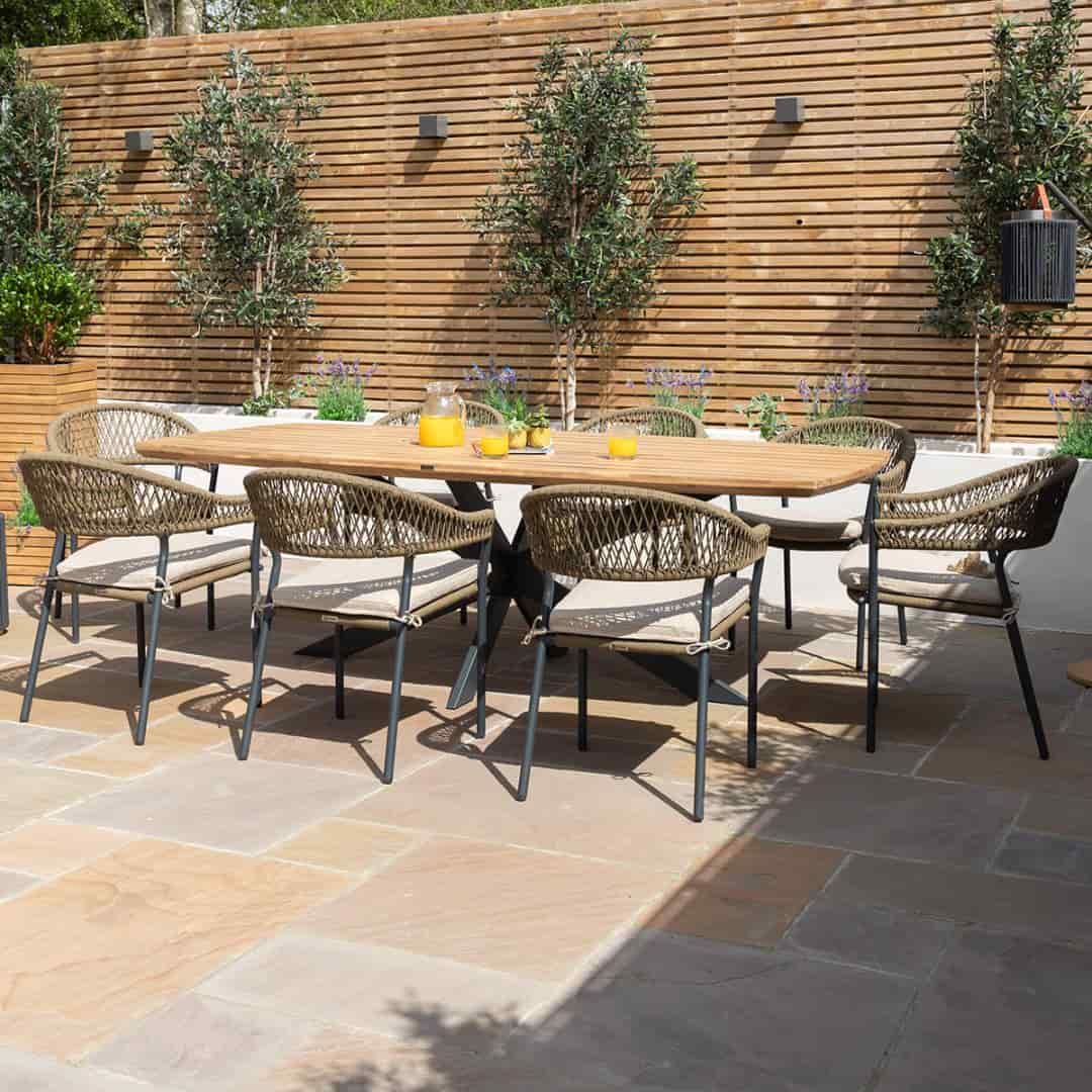 Olive Rope Weave 8 Seat Oval Dining Set