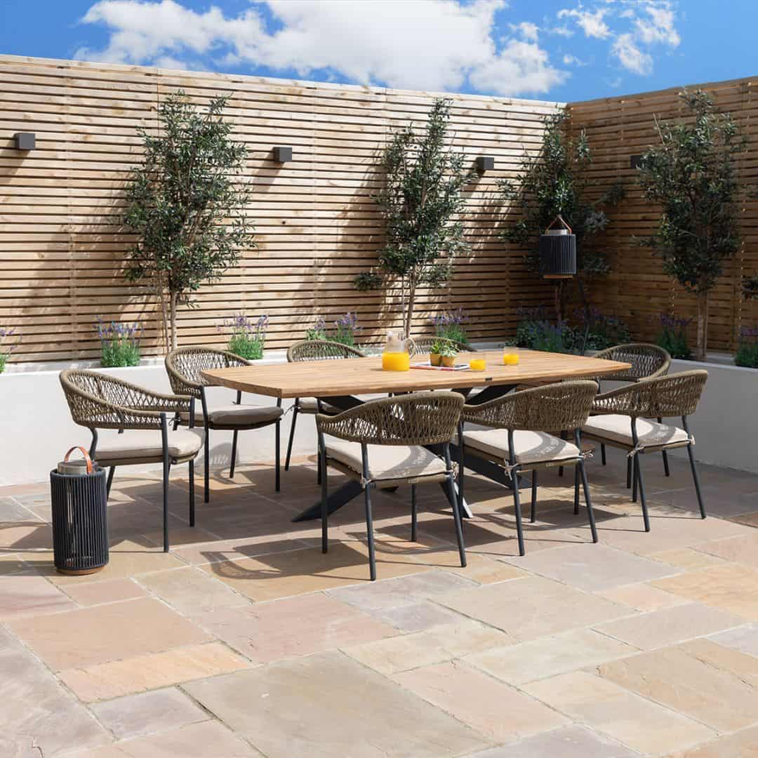 Olive Rope Weave 8 Seat Oval Dining Set