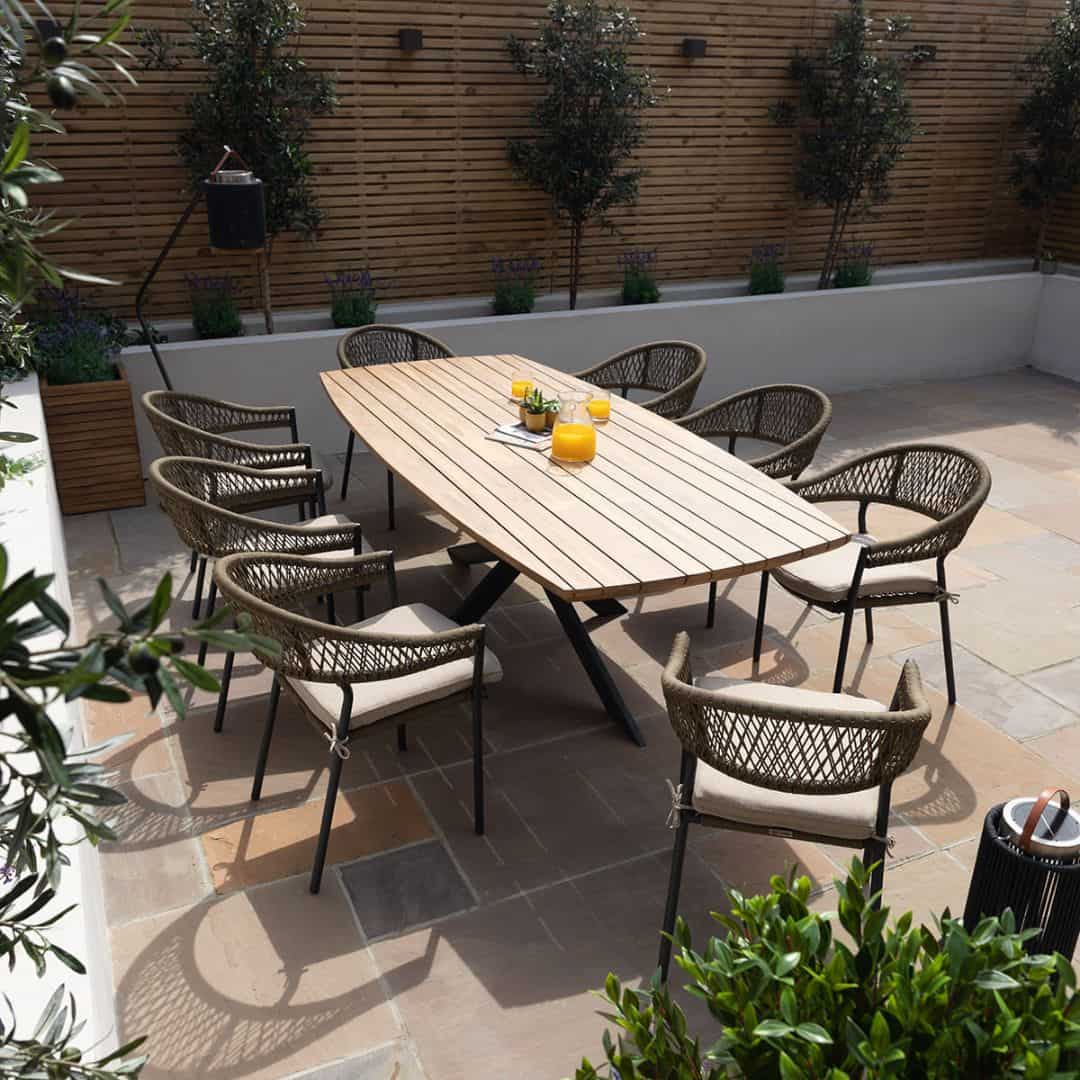 Olive Rope Weave 8 Seat Oval Dining Set