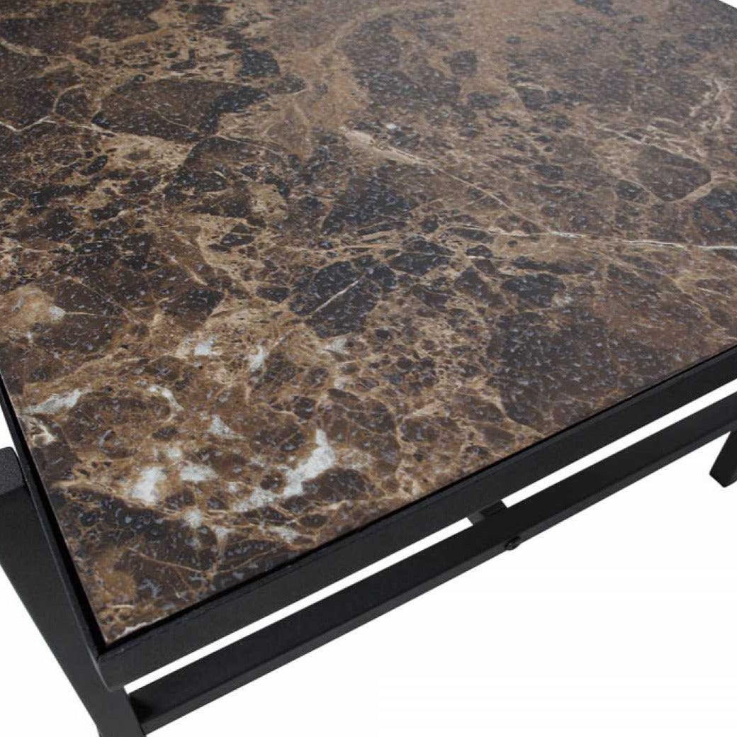 Brown Marble and Black Reversible Top Side Table