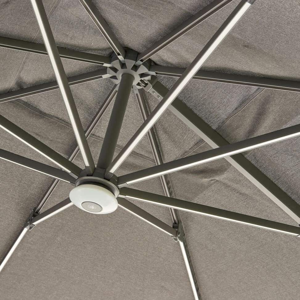 square 3x3m LED Parasol With Wheeled Base #colour_carbon
