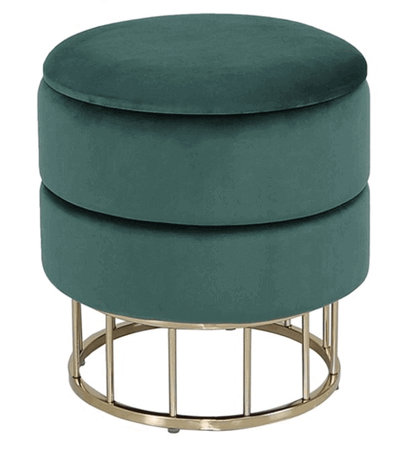 Forest Green Velvet Storage Stool