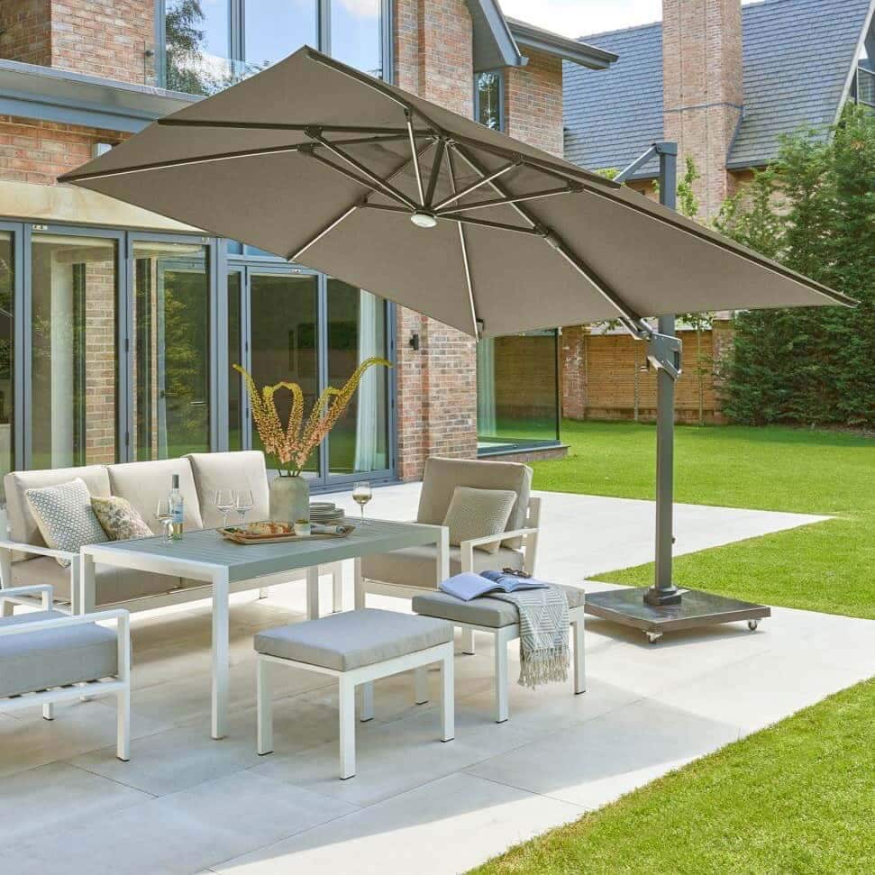 square 3x3m LED Parasol With Wheeled Base #colour_carbon