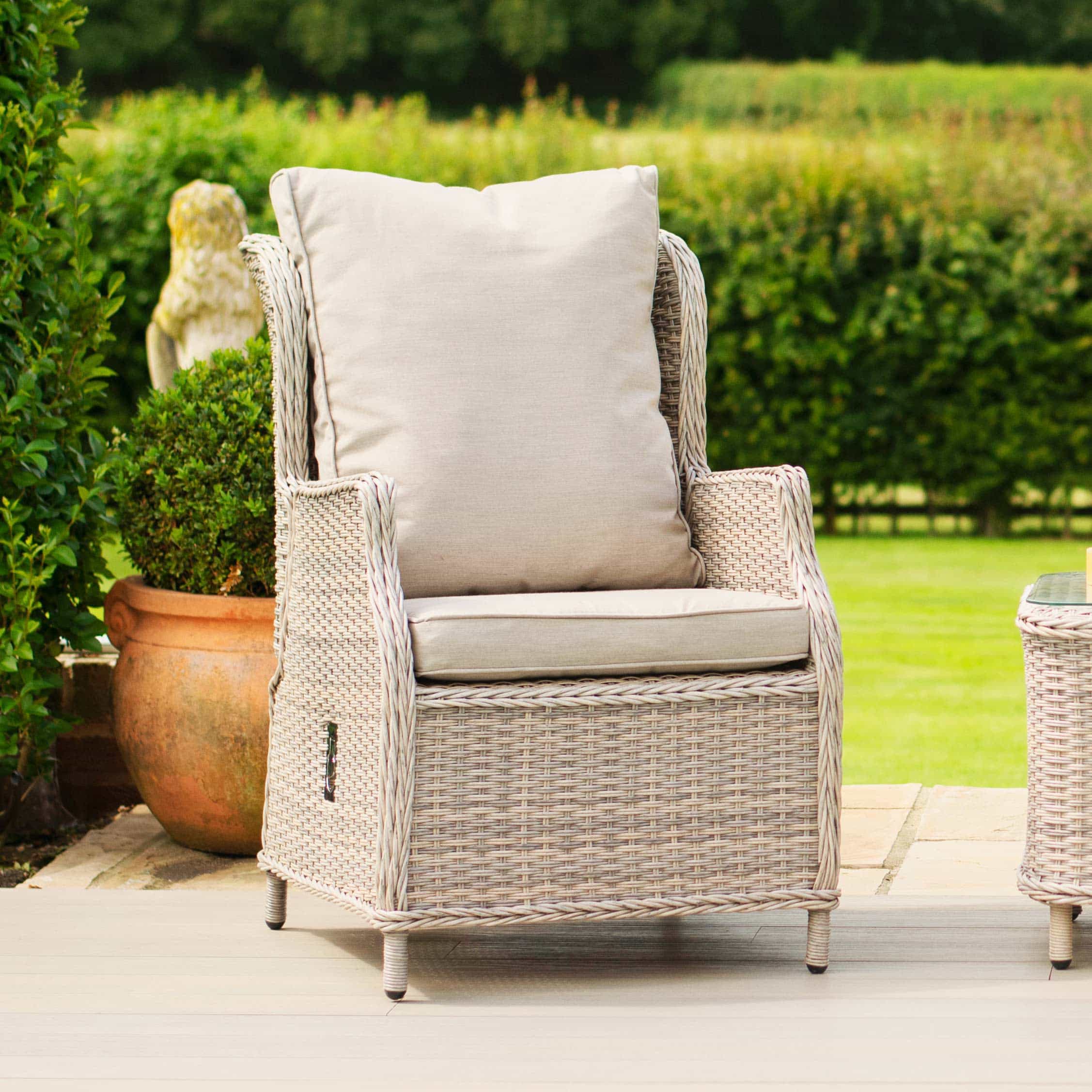 Grey/Taupe Rattan Reclining 2 Seat Lounge Set