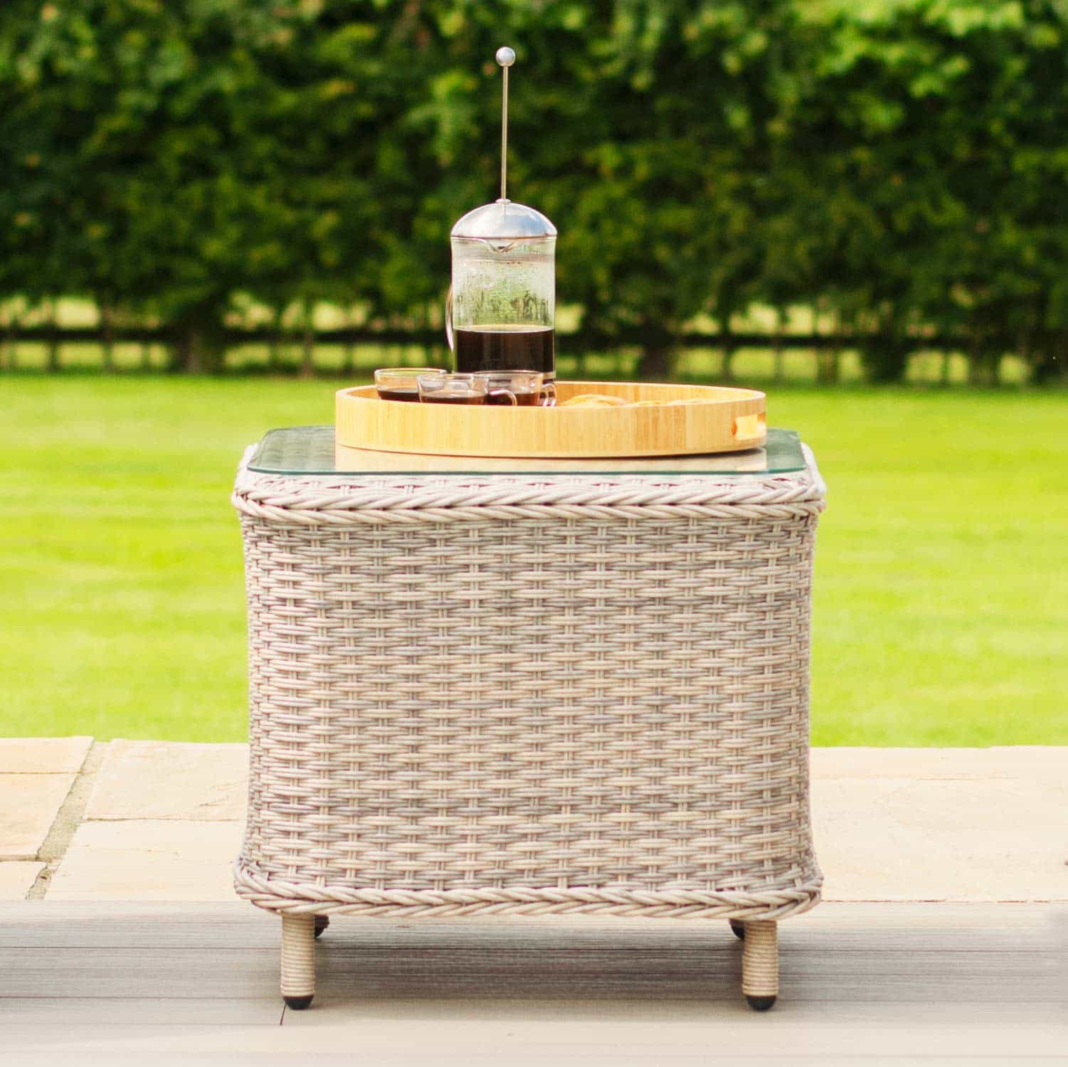 Grey Rattan Reclining 2 Seat Lounge Set