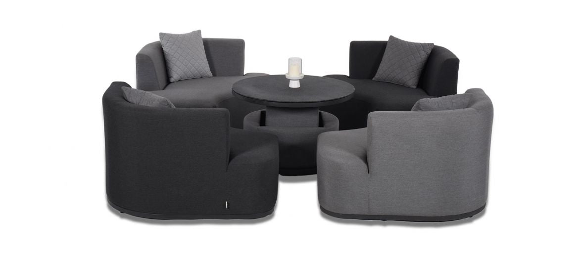 Fabric outdoor set with four separate chairs #colour_flanelle & charcoal