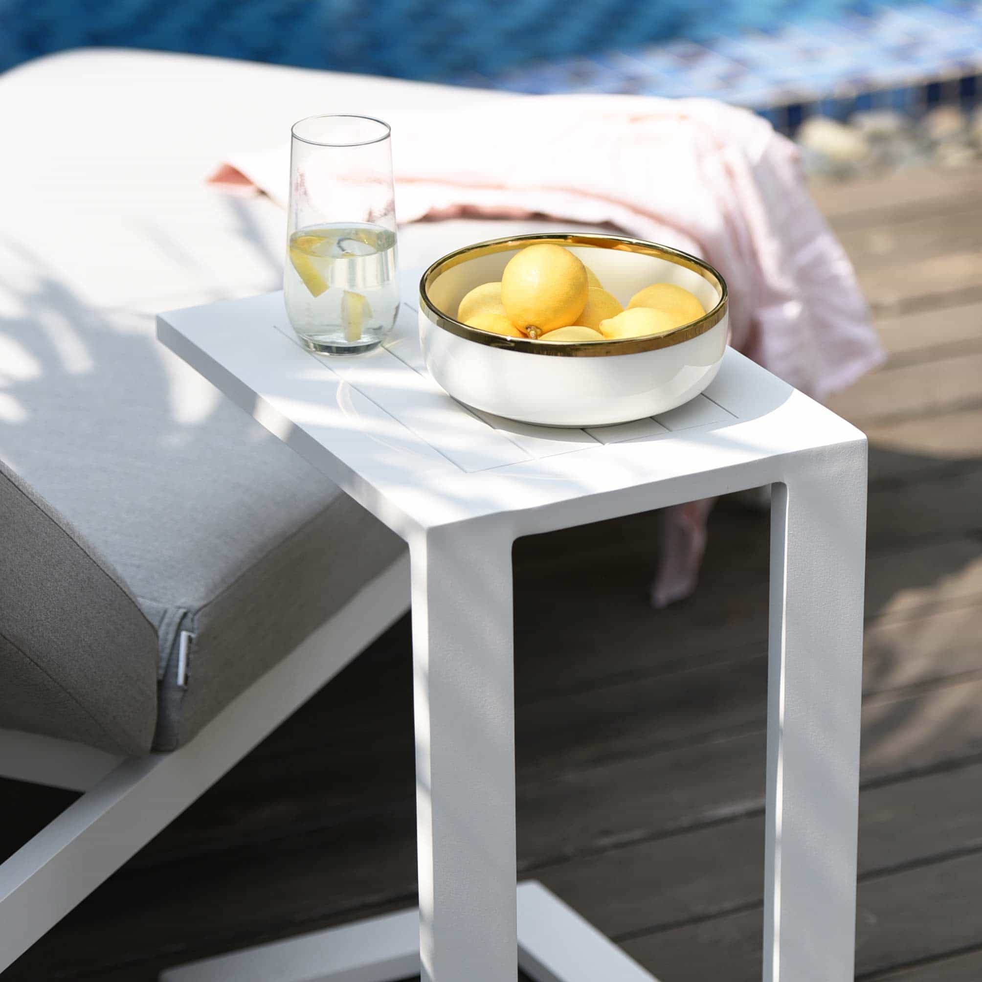 Aluminium Side Table with #colour_white