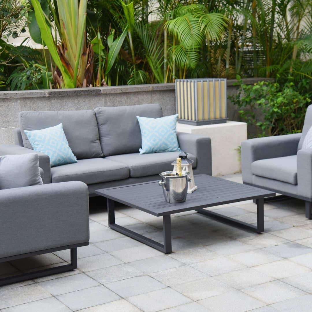 2 seat fabric sofa set with 2 single arm chairs and coffee table #colour_flanelle