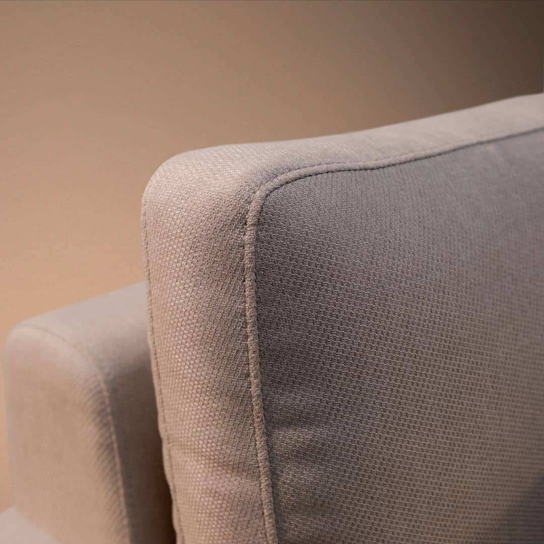 Beige Oatmeal Outdoor Fabric and Grey Aluminium Large Corner Sofa with a Slatted Coffee Table #colour_oatmeal