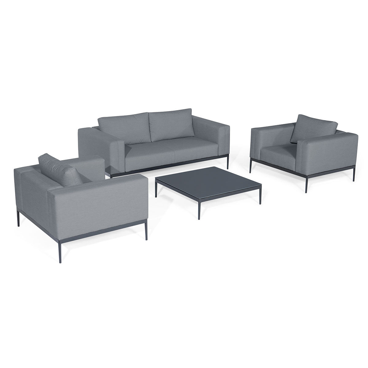 Grey Flanelle Fabric 2 Seat Sofa Set with 2 Armchairs and Coffee Table #colour_flanelle