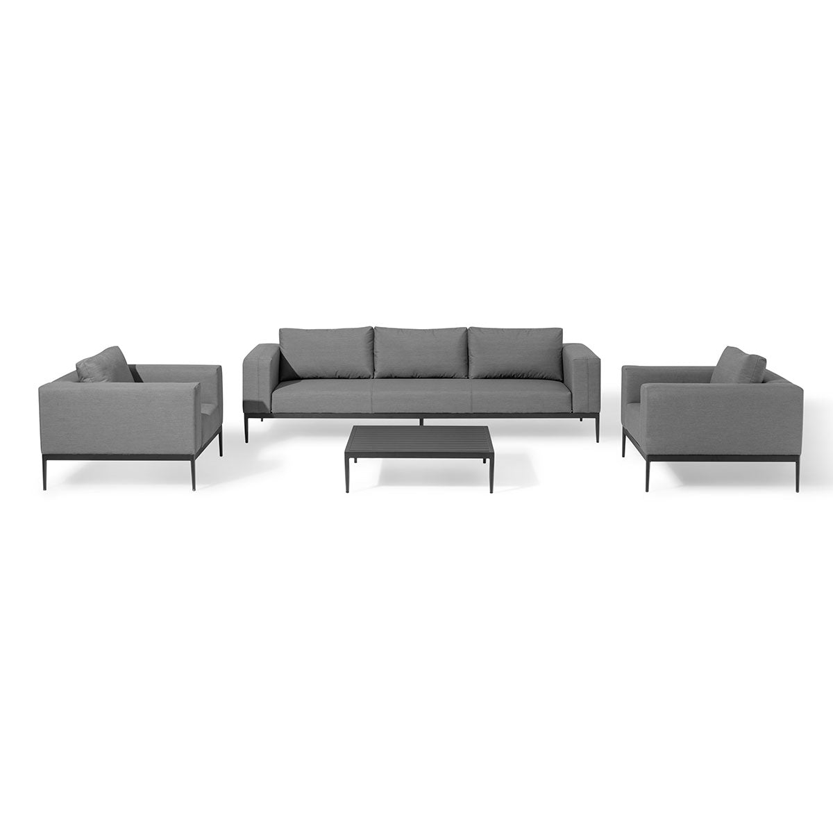 Grey Flanelle Fabric 3 Seat Sofa Set with 2 Armchairs and Coffee Table #colour_flanelle