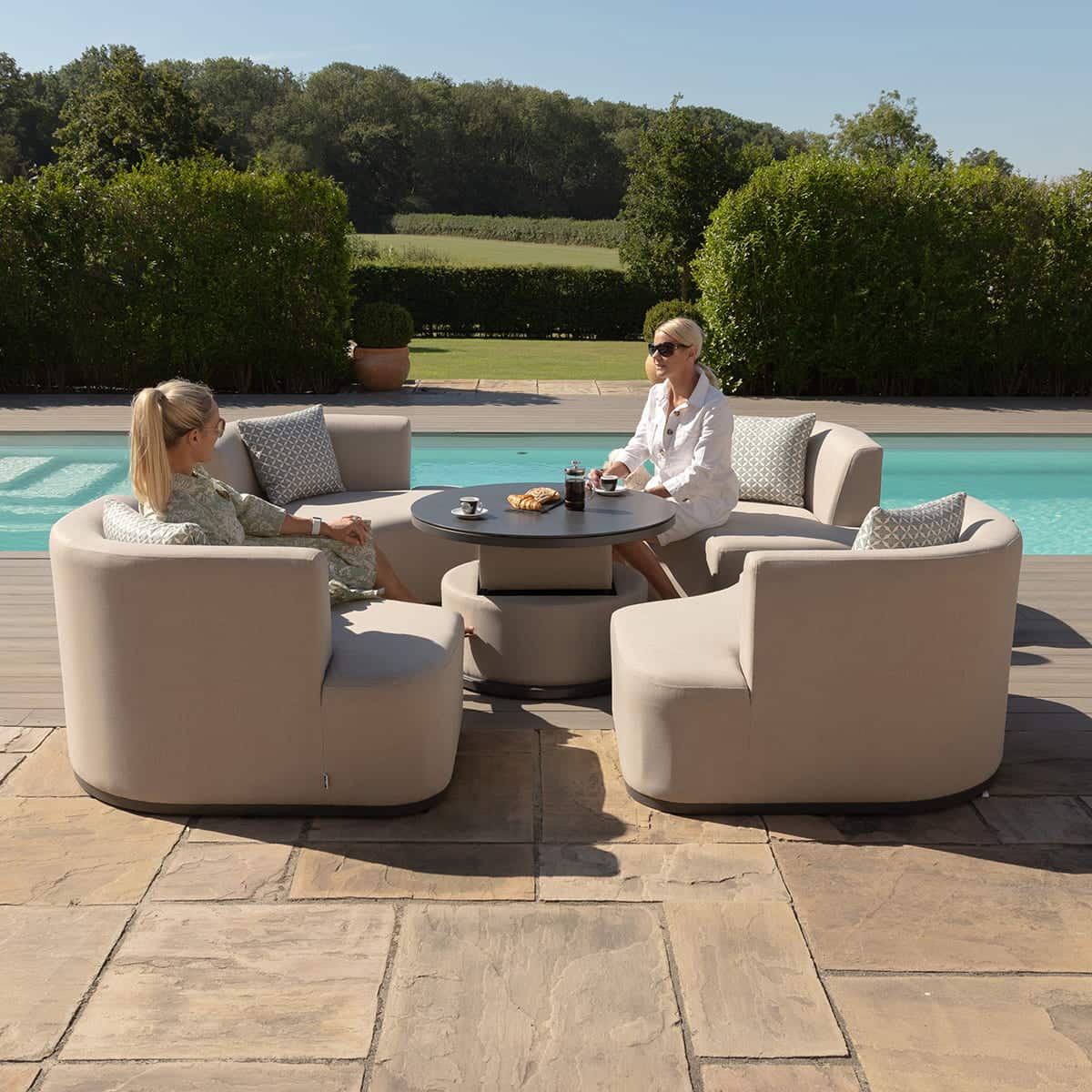 Oatmeal fabric outdoor set with four separate chairs #colour_oatmeal