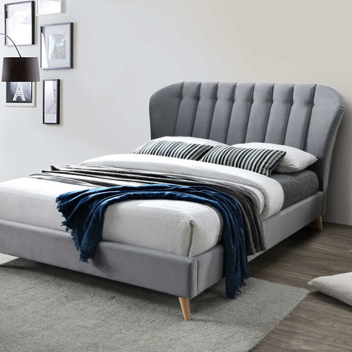 Grey fabric bed