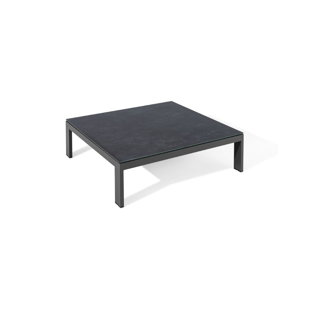 Zinc Grey Outdoor Fabric and Grey Powder Coated Aluminium Frame 3 Seat Sofa Set with 2 Armchairs and a Matching Square Coffee Table