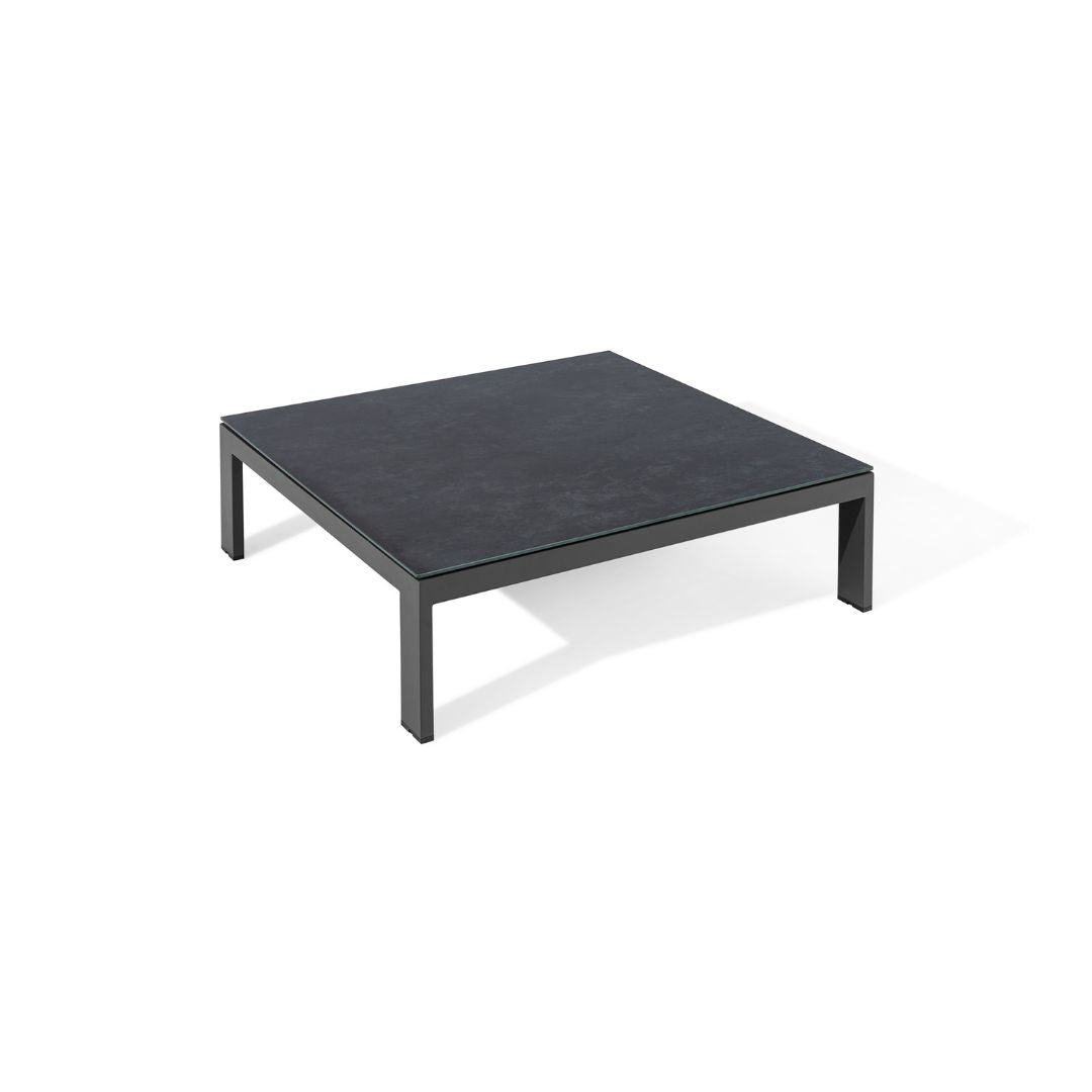 Zinc Grey Outdoor Fabric and Grey Powder Coated Aluminium Frame Medium Corner Sofa Set with a Matching Square Coffee Table