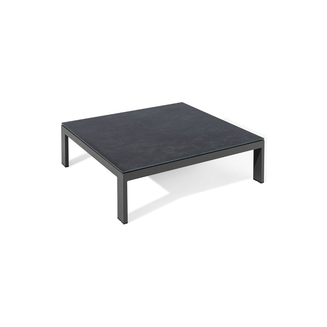 Zinc Grey Outdoor Fabric and Grey Powder Coated Aluminium Frame U Shape Sofa Set with a Matching Square Coffee Table