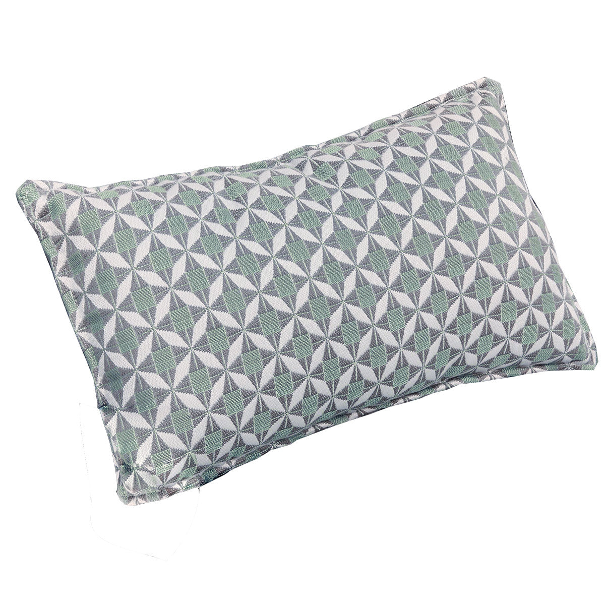 Pair of Green Mosaic Bolster Outdoor Cushions