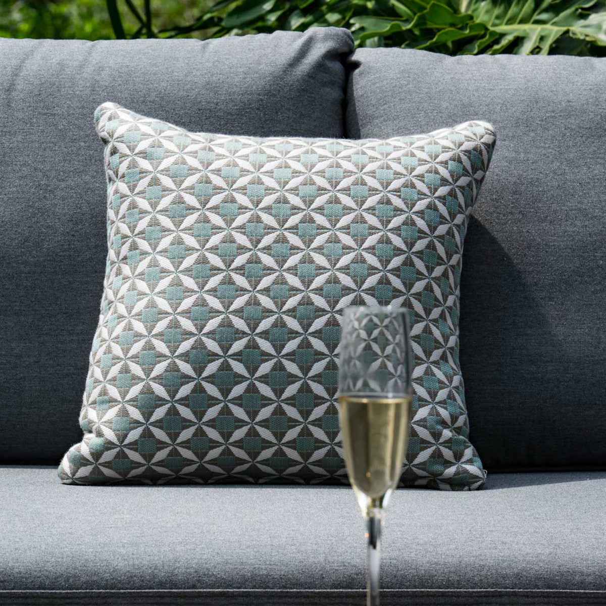 Pair of Blue Mosaic Outdoor Cushions