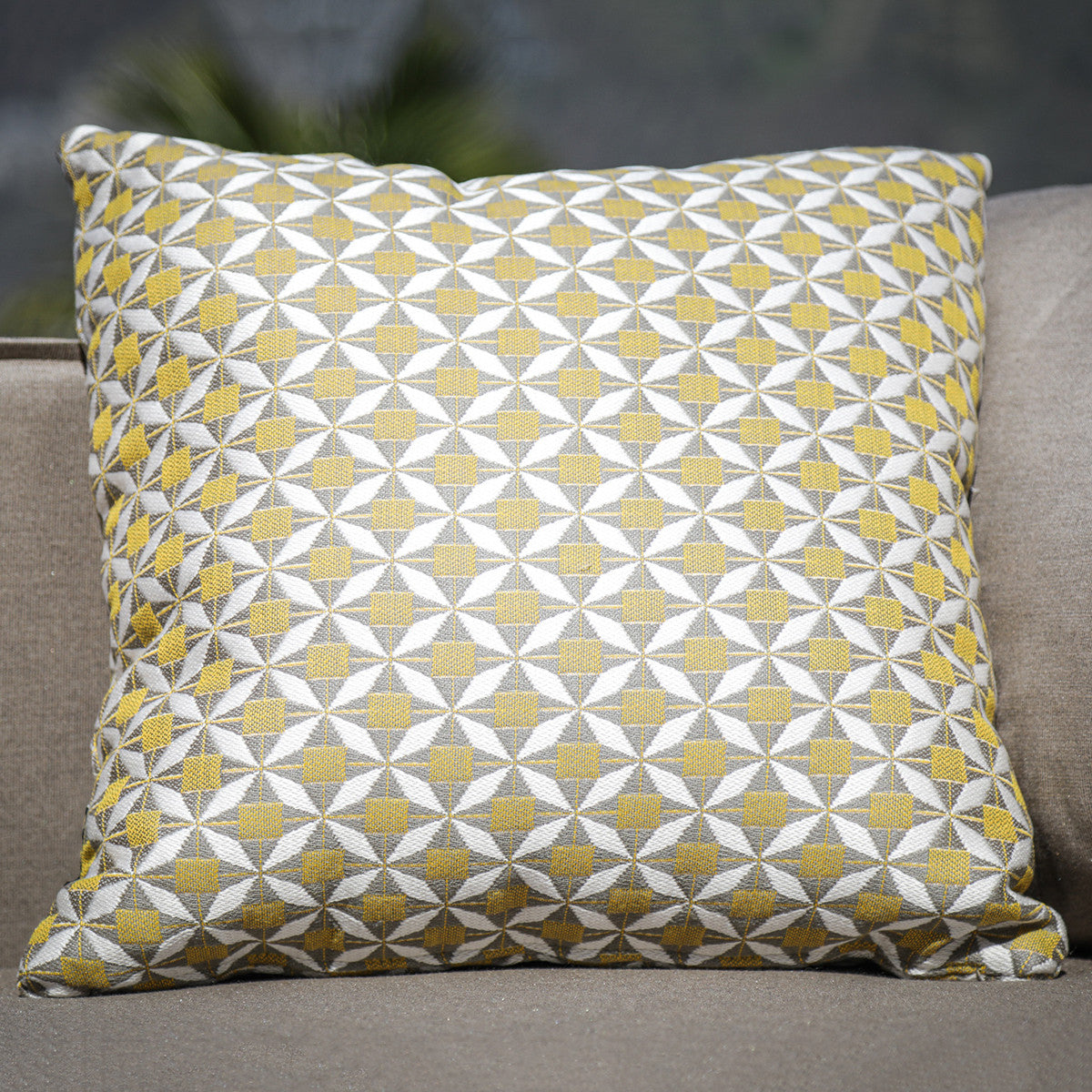 Pair of Yellow Mosaic Outdoor Cushions