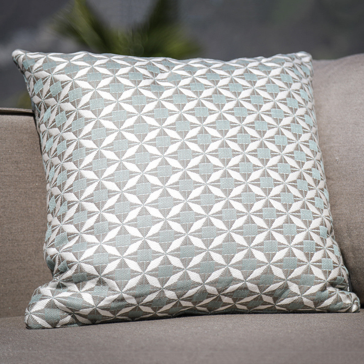 Pair of Green Mosaic Outdoor Cushions