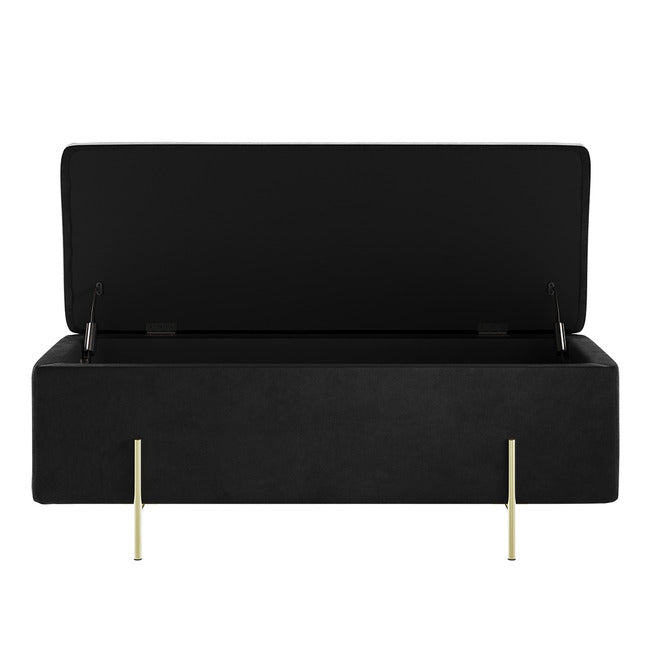 Black Velvet Storage Ottoman