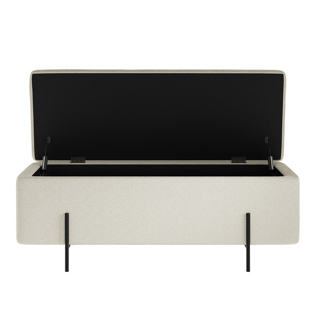 Ivory Boucle Storage Ottoman