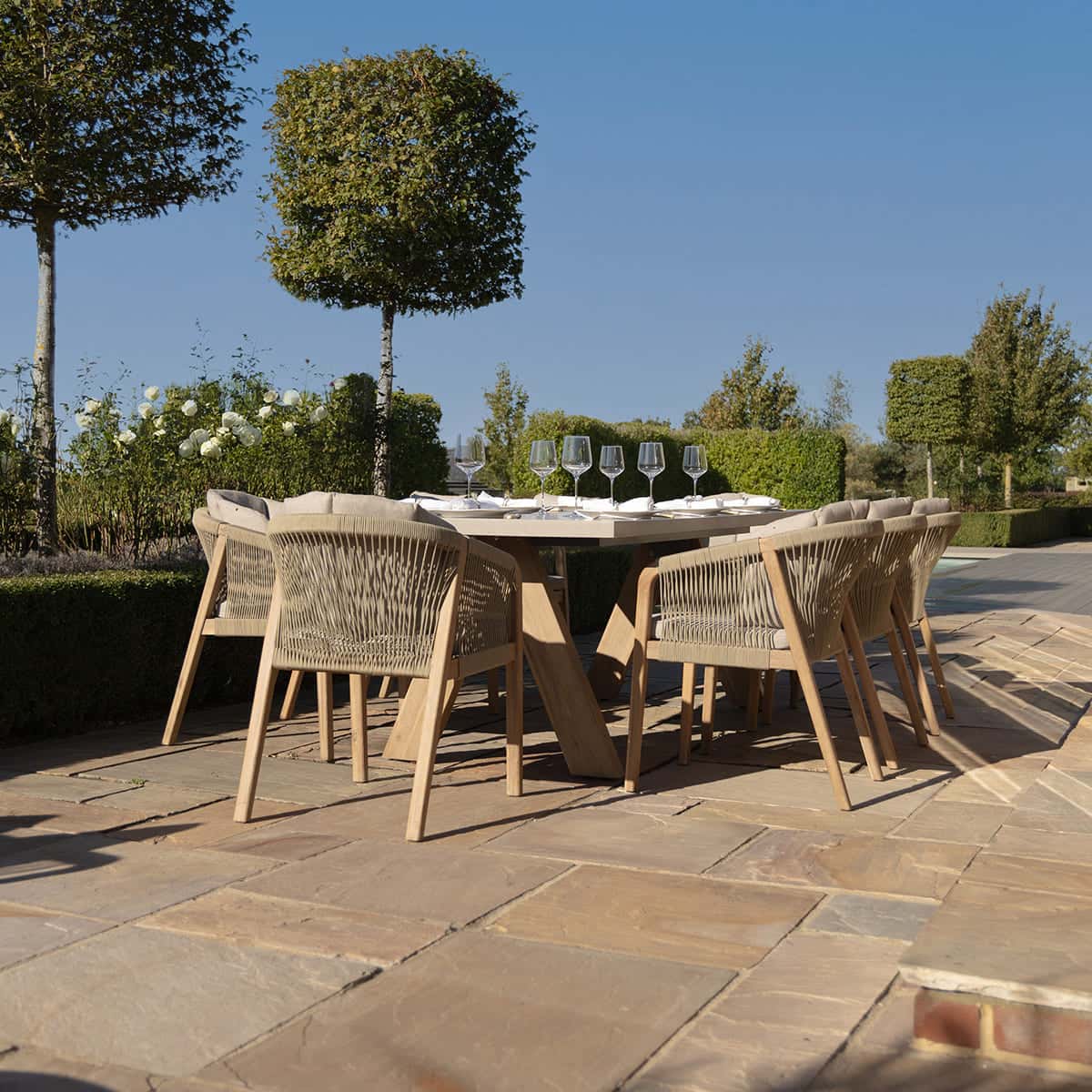 Rope 8 Seat Rectangular Dining Set
