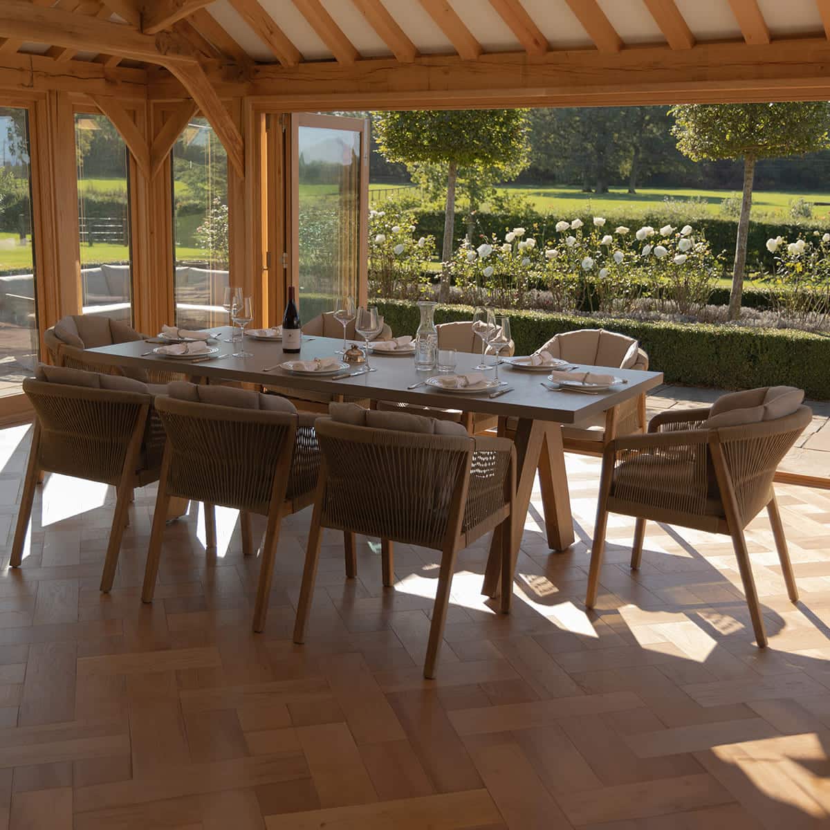 Rope 8 Seat Rectangular Dining Set