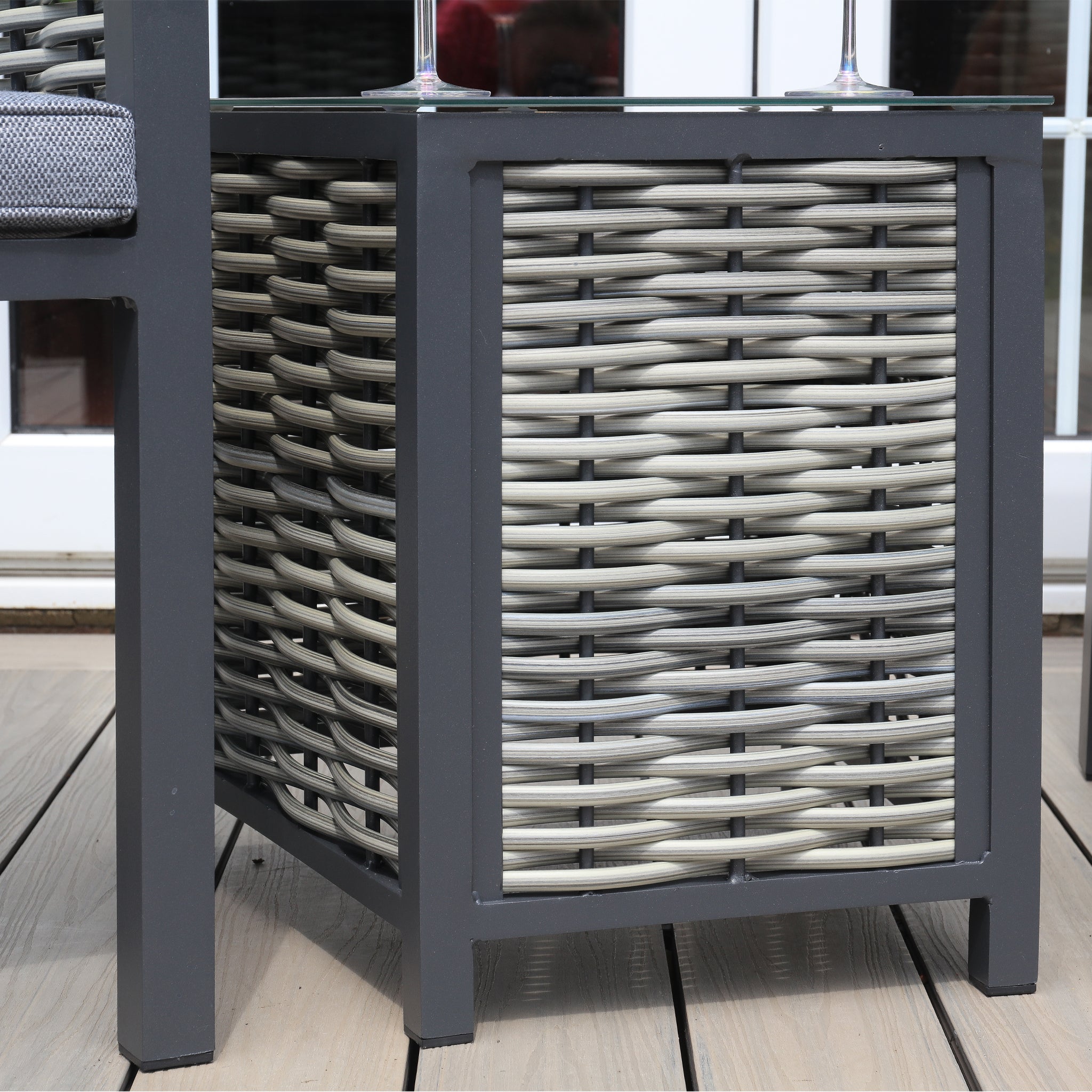 Aluminium Frame Rattan Weave Bistro Set