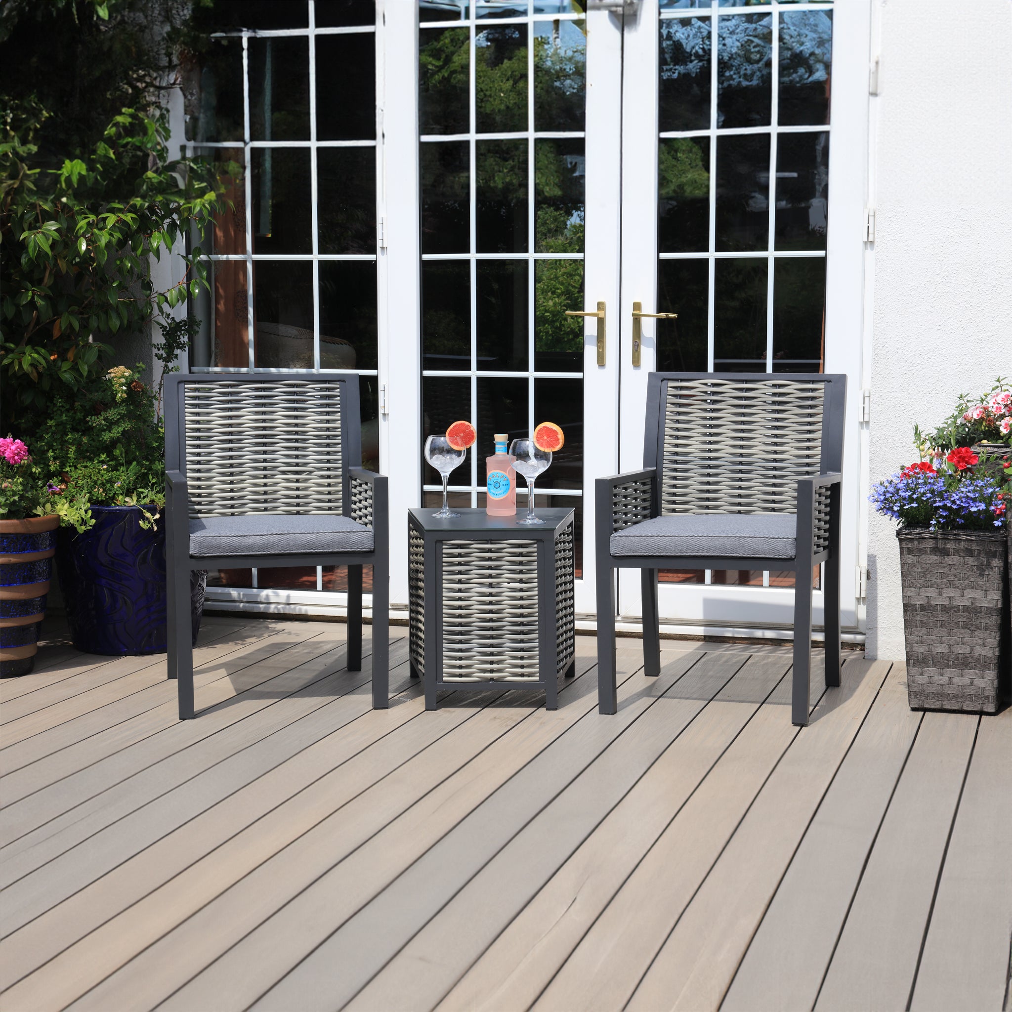 Aluminium Frame Rattan Weave Bistro Set