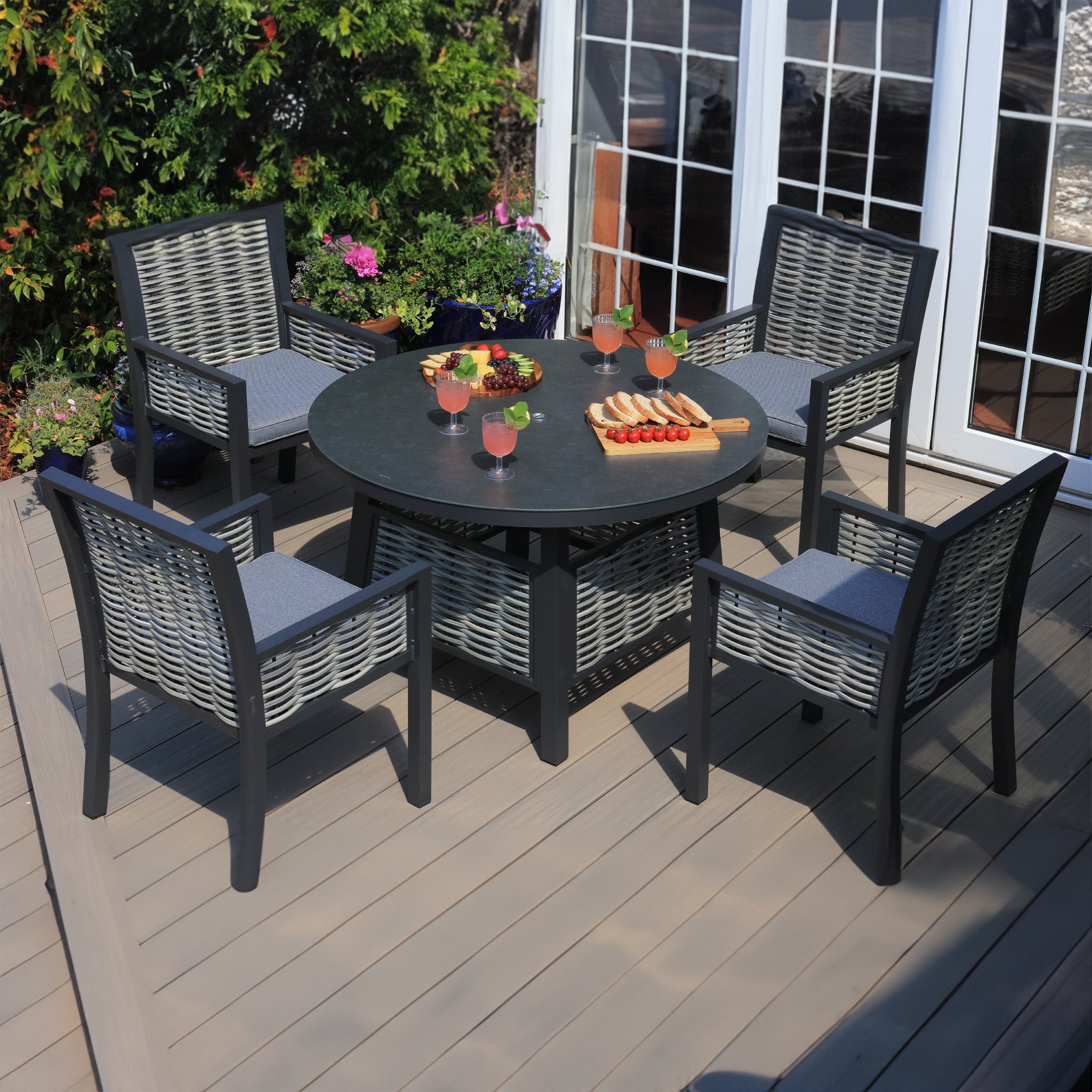 Aluminium / Rattan Weave 4 Seat Dining Set