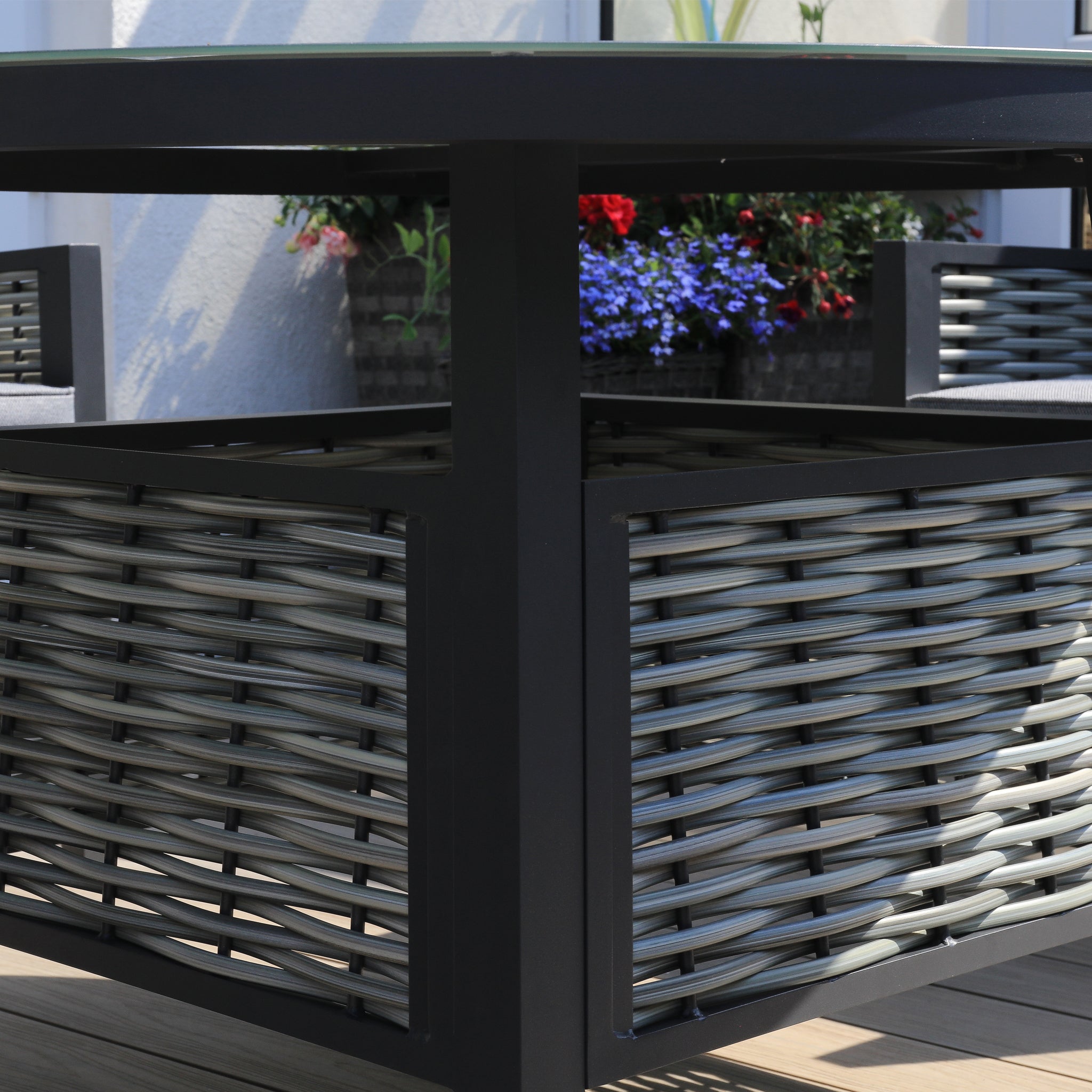 Aluminium / Rattan Weave 4 Seat Dining Set