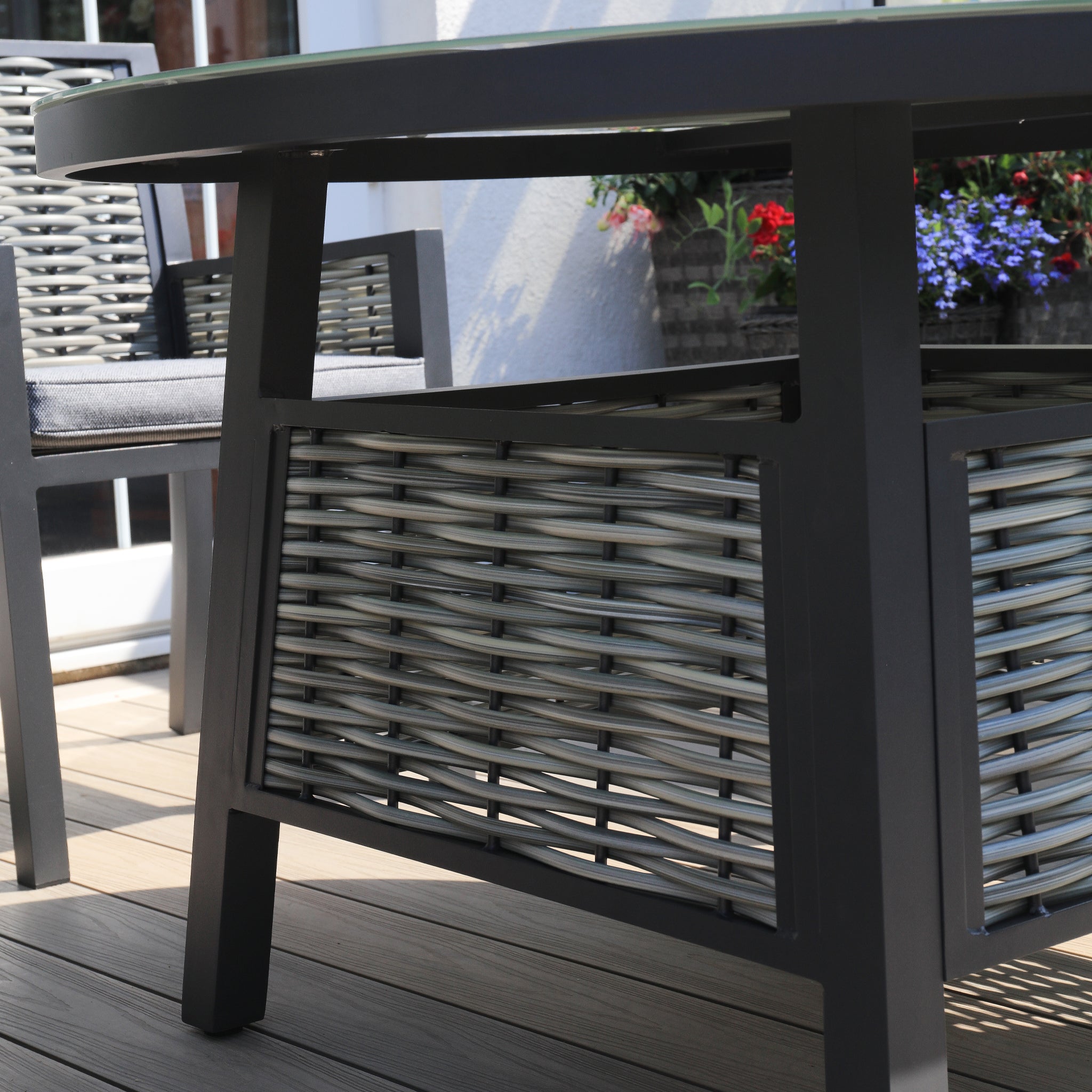 Aluminium / Rattan Weave 4 Seat Dining Set
