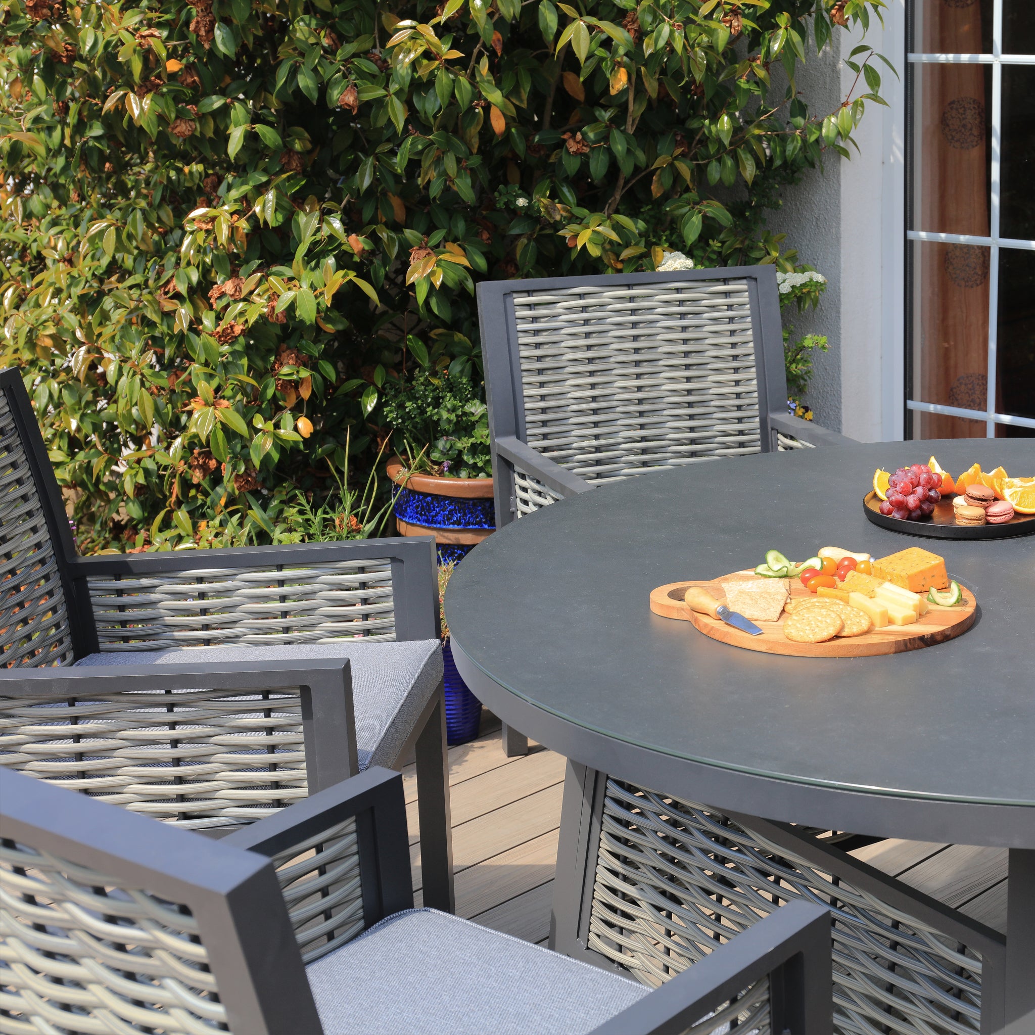 Aluminium / Rattan Weave 8 Seat Circular Dining Set